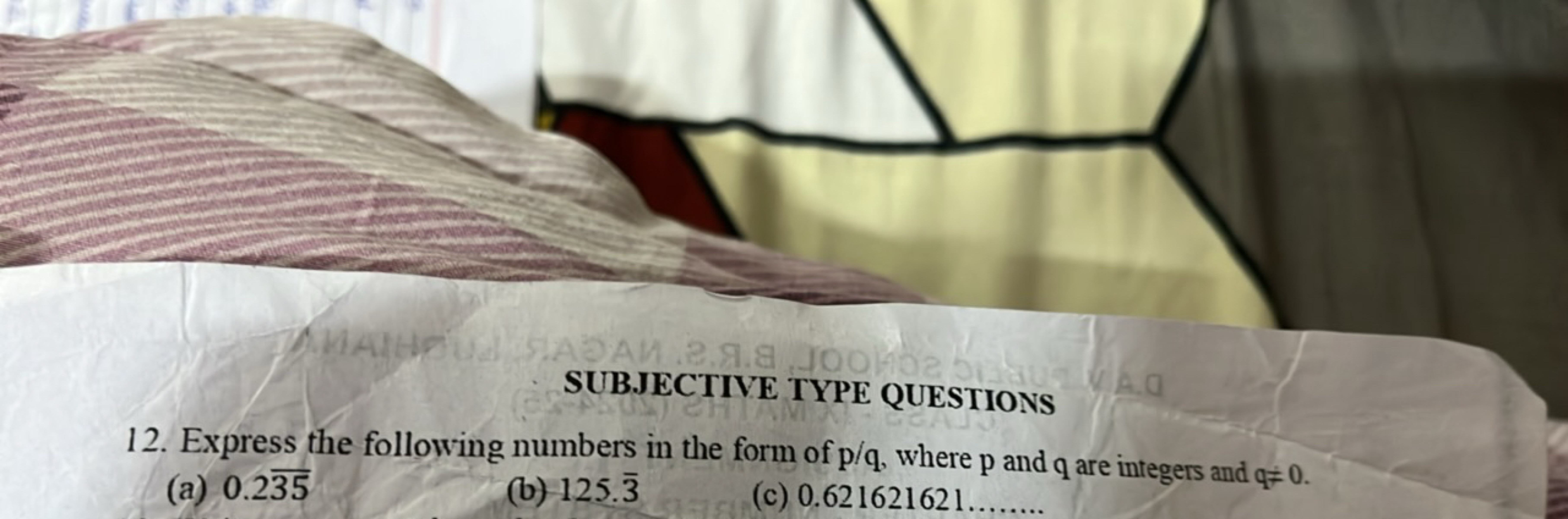 SUBJECTIVE TYPE QUESTIONS
12. Express the following numbers in the for