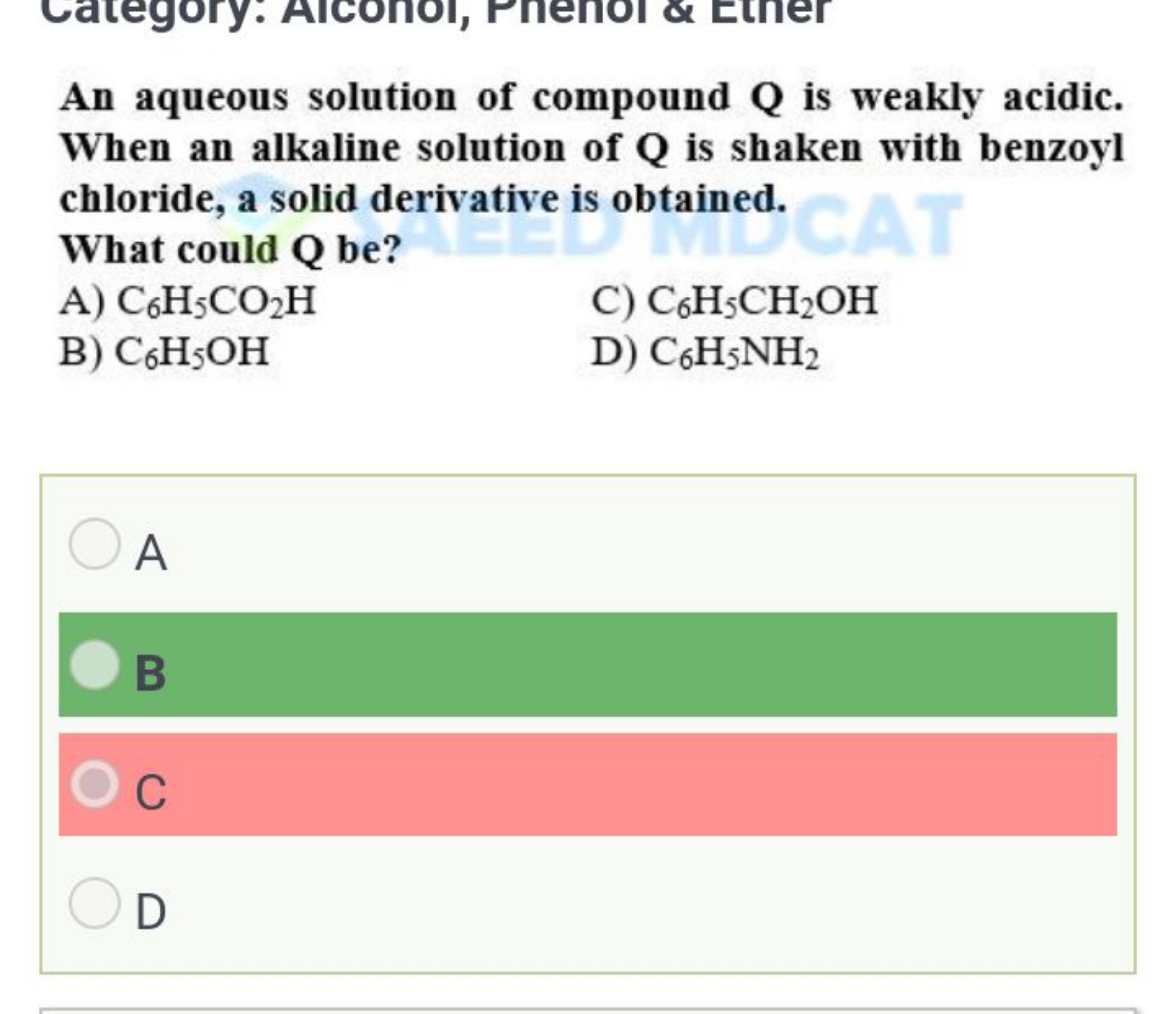 An aqueous solution of compound Q is weakly acidic. When an alkaline s