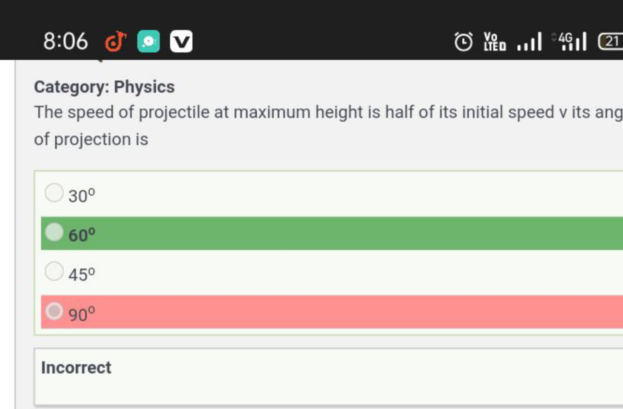 8:06
品
49
21

Category: Physics
The speed of projectile at maximum hei