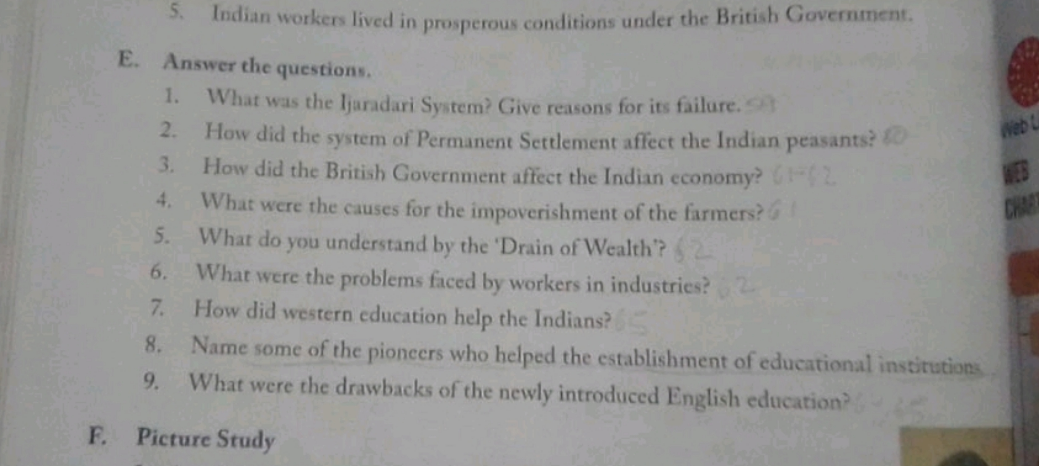 5. Indian workers lived in prosperous conditions under the British Gov