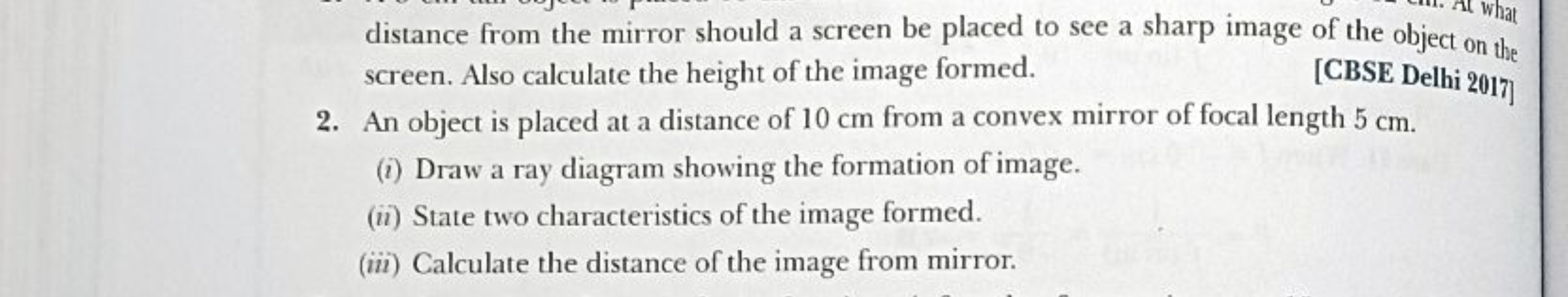 what
distance from the mirror should a screen be placed to see a sharp