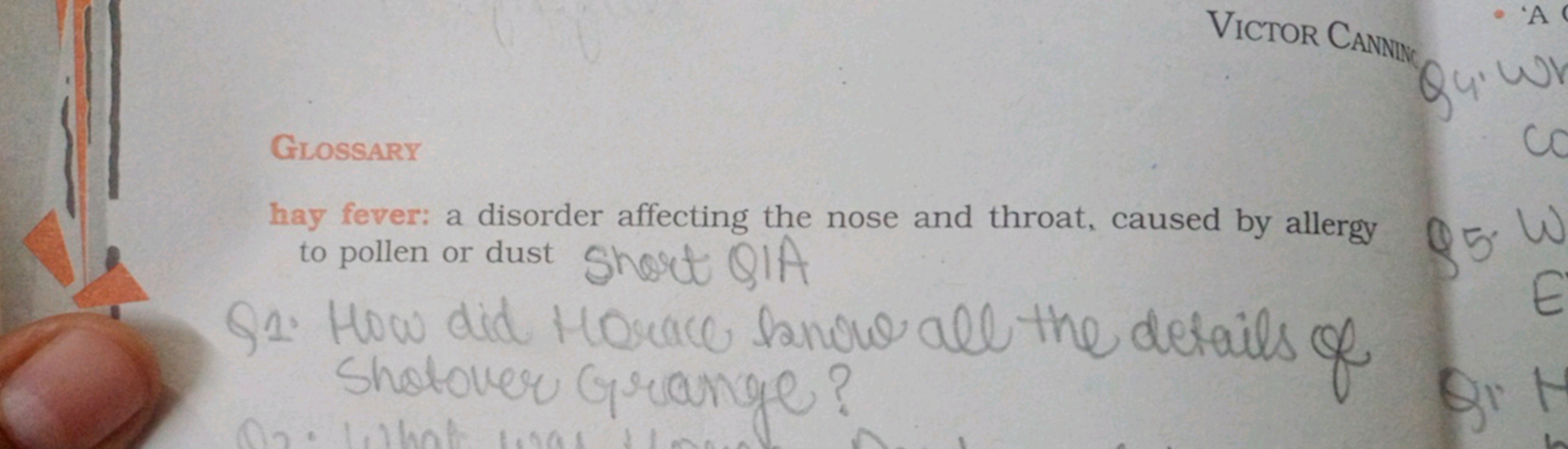 Victor Cannily

Glossary
hay fever: a disorder affecting the nose and 