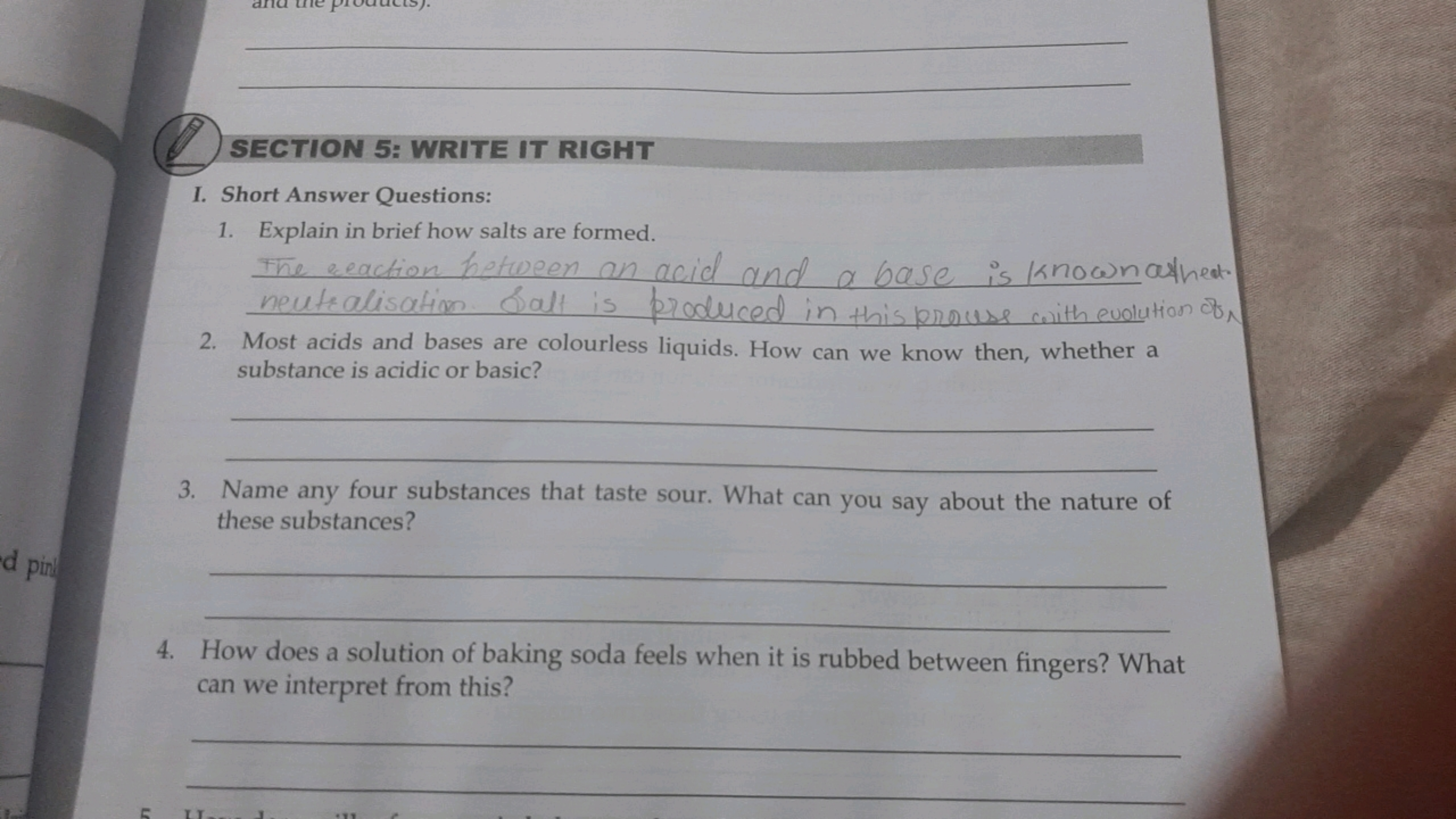  

SECTION 5: WRITE IT RIGHT
I. Short Answer Questions:
1. Explain in 