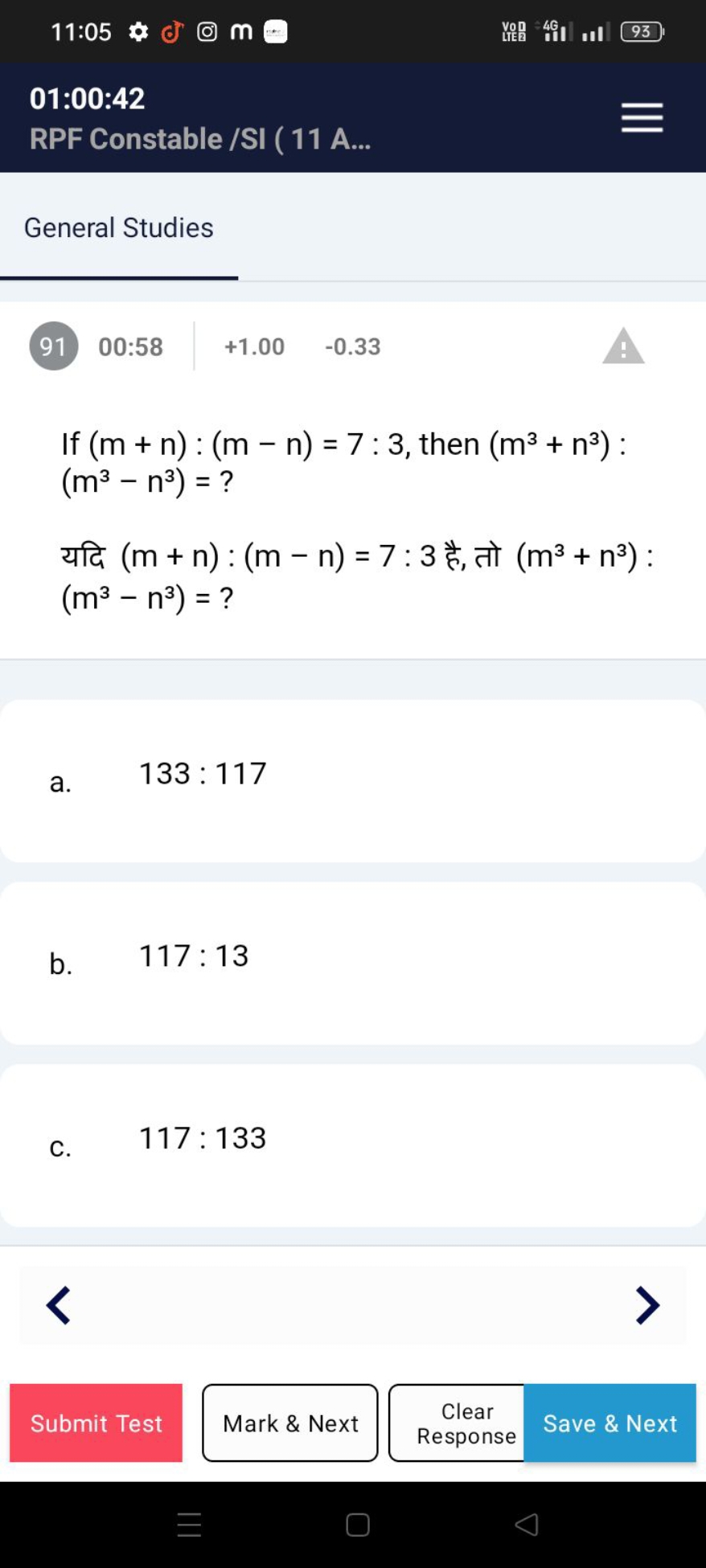 11:05
ס゙
m
4il
93
01:00:42
RPF Constable /SI ( 11 A...

General Studie