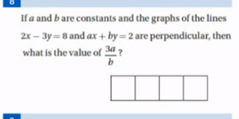 If a and b are constants and the graphs of the lines 2x−3y=8 and ax+by