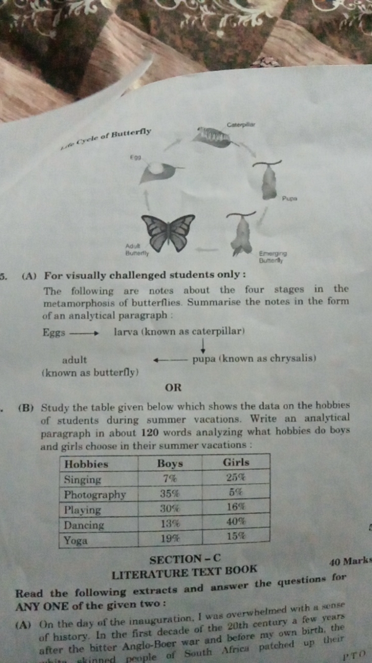 5. (A) For visually challenged students only :

The following are note