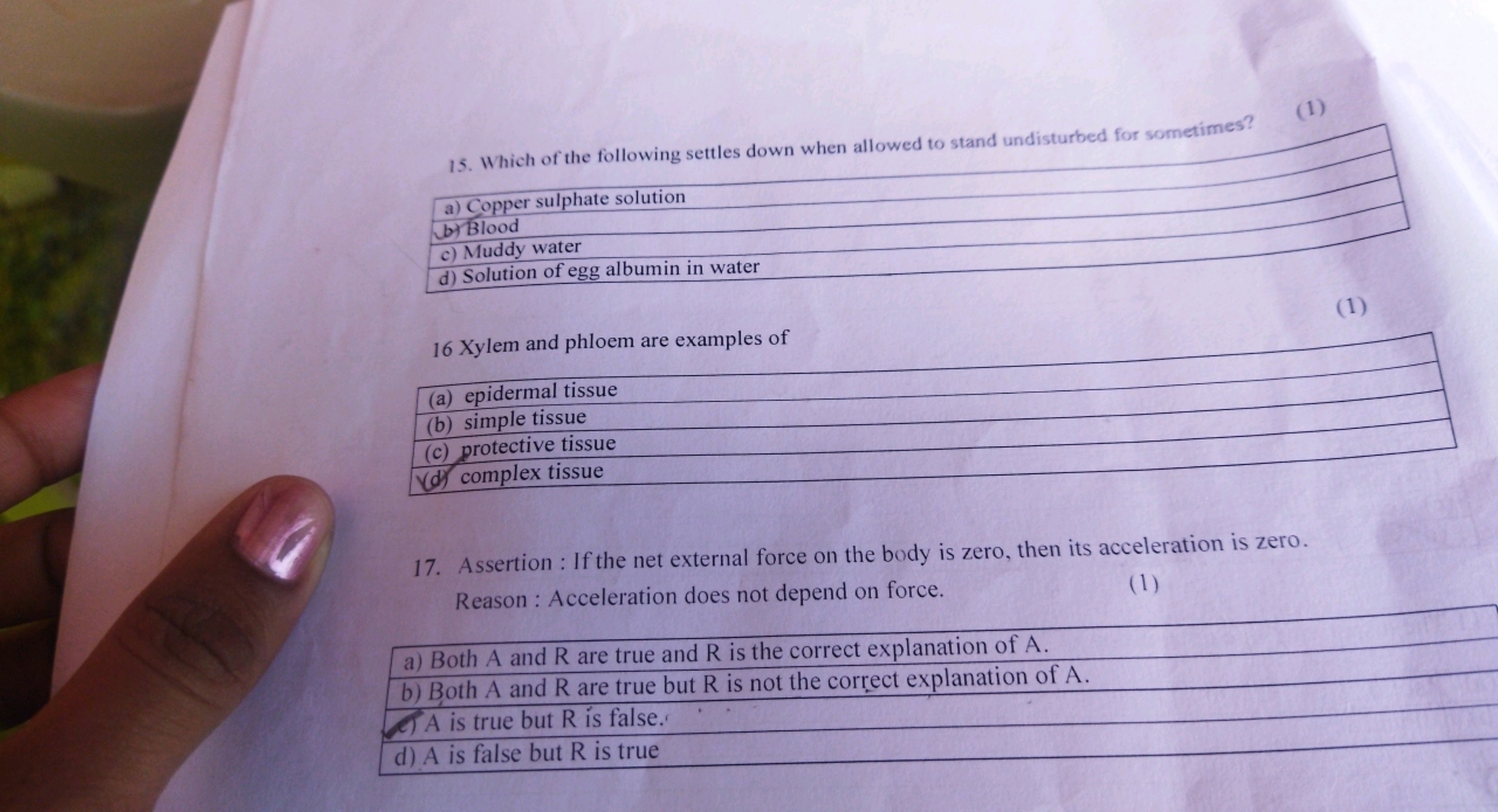 15. Which of the following settles down when allowed to stand undistur