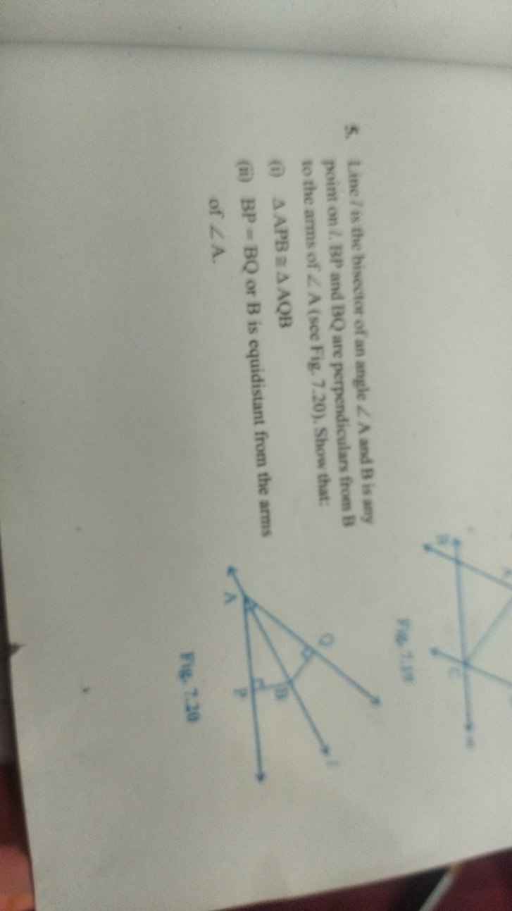 5. Line / is the bisector of an angle ∠A and B is any point on 2. BP a