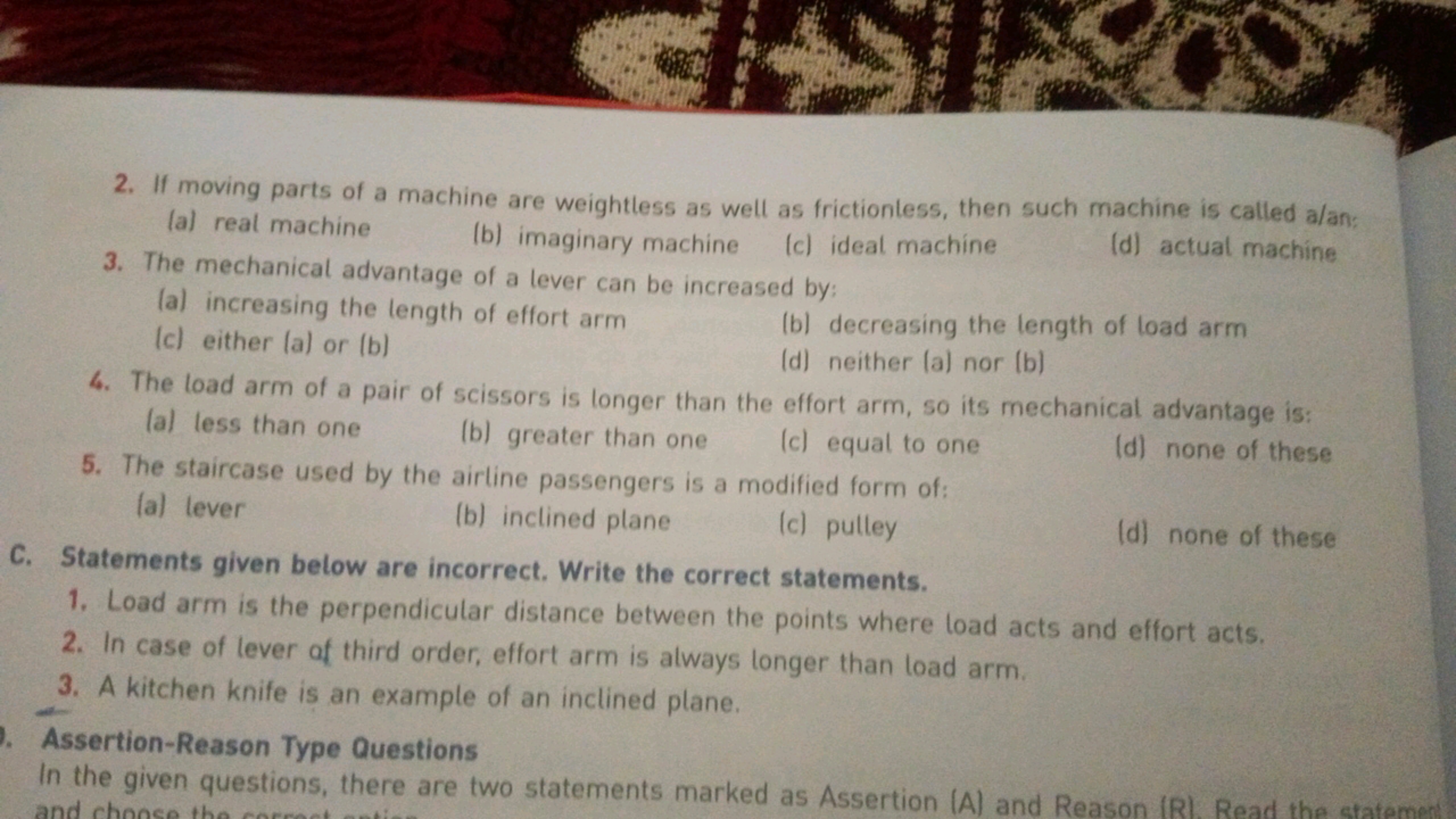 *****
(a) real machine
(d) actual machine
2. If moving parts of a mach