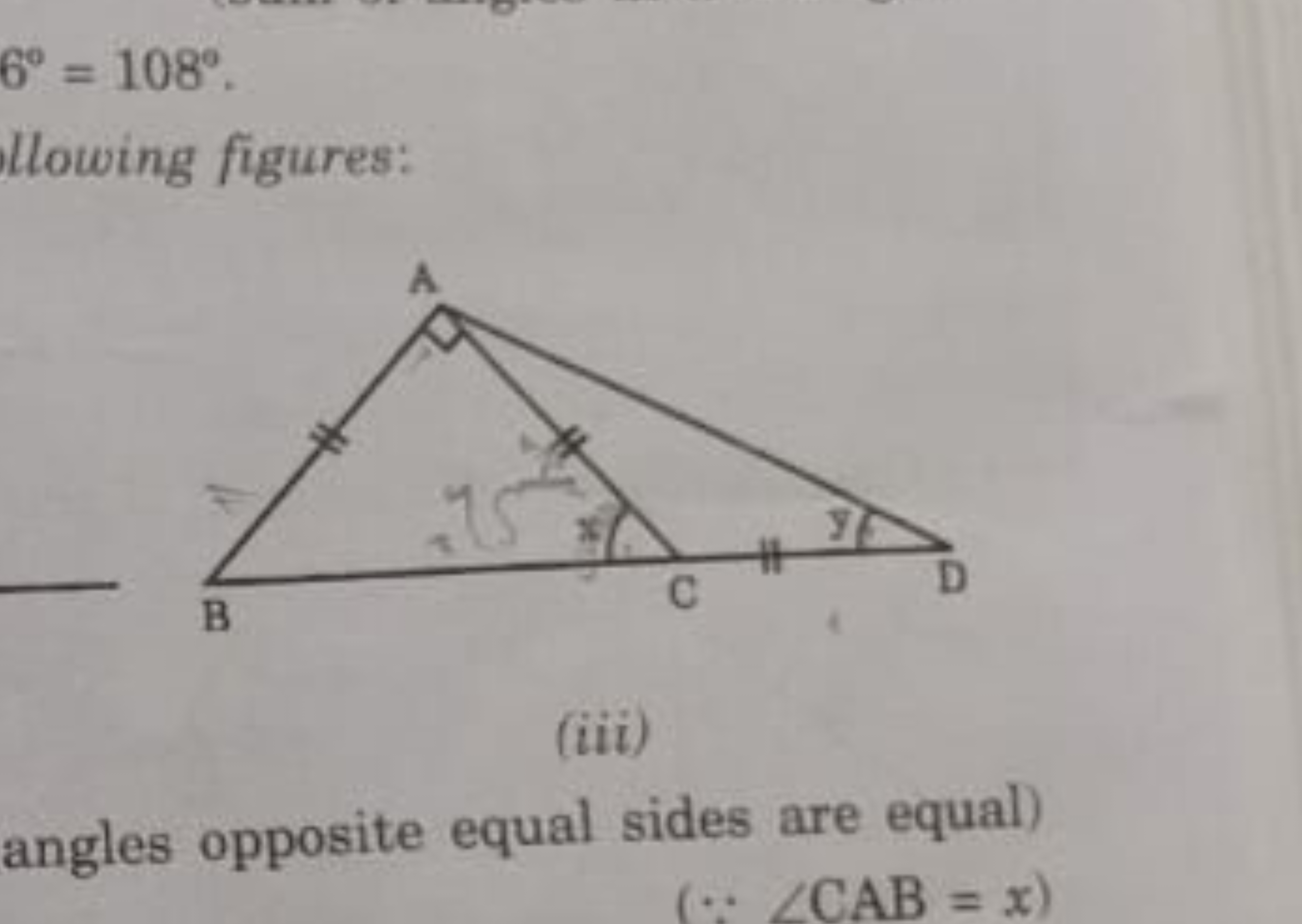 6∘=108∘
llowing figures:
(iii)
angles opposite equal sides are equal)
