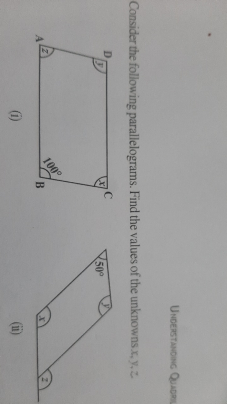 Understanimic Quadel

Consider the following parallelograms. Find the 