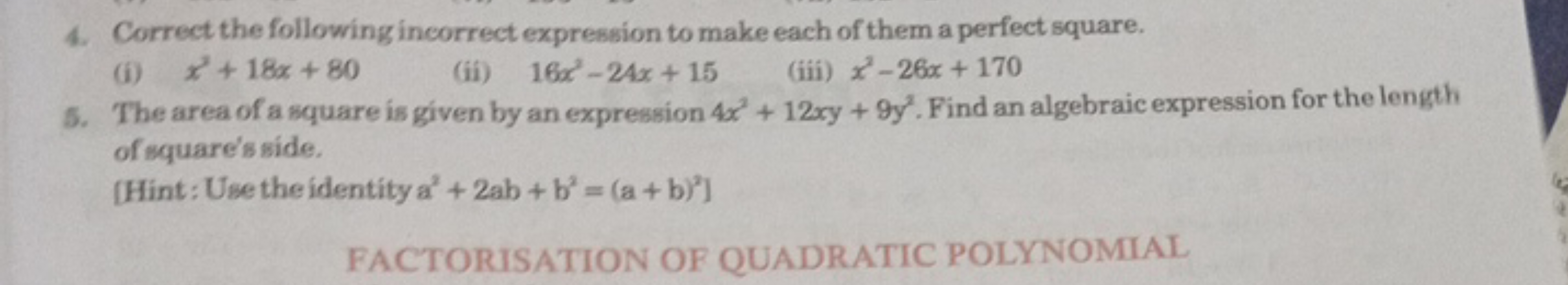 4. Correct the following incorrect expression to make each of them a p