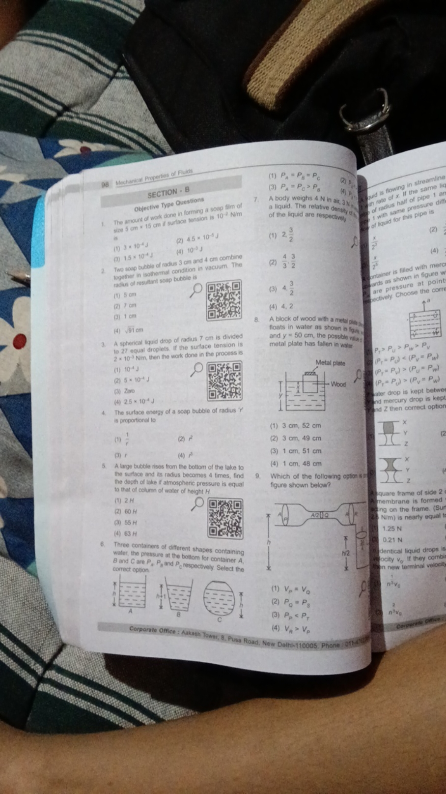 98 Mechanical Properties of Fluids
SECTION-B
Objective Type Questions
