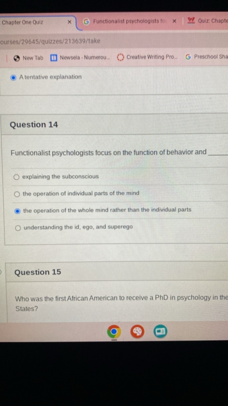 Chapter One Quiz
Functionalist psychologists fo
Quiz: Chapte
ourses/29