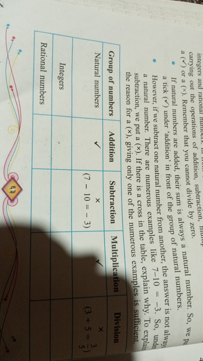 integers and rational
carrying out the operations of addition, subtrac