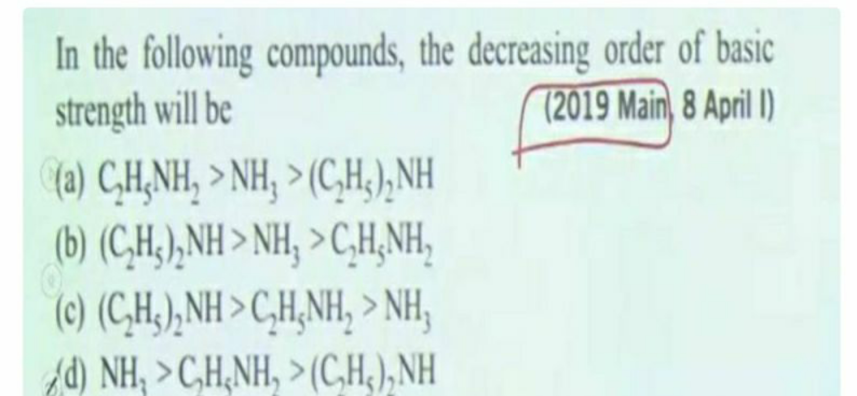 In the following compounds, the decreasing order of basic strength wil