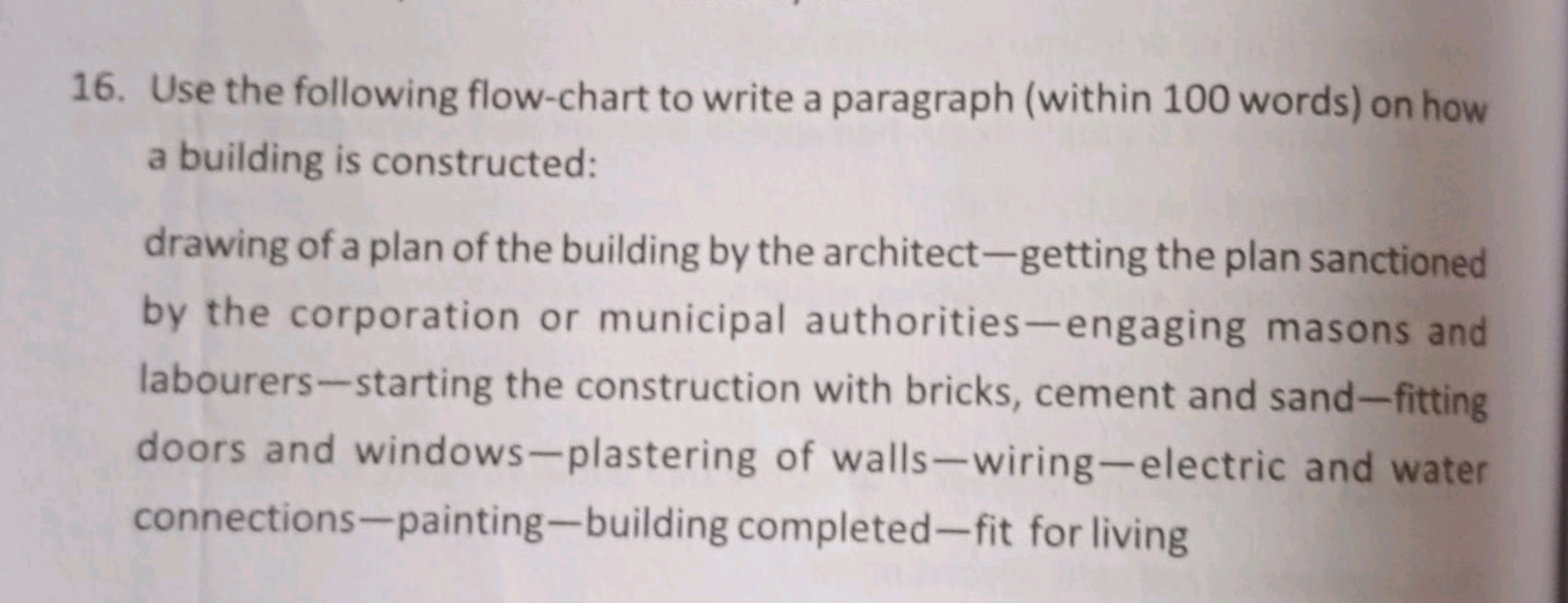 16. Use the following flow-chart to write a paragraph (within 100 word