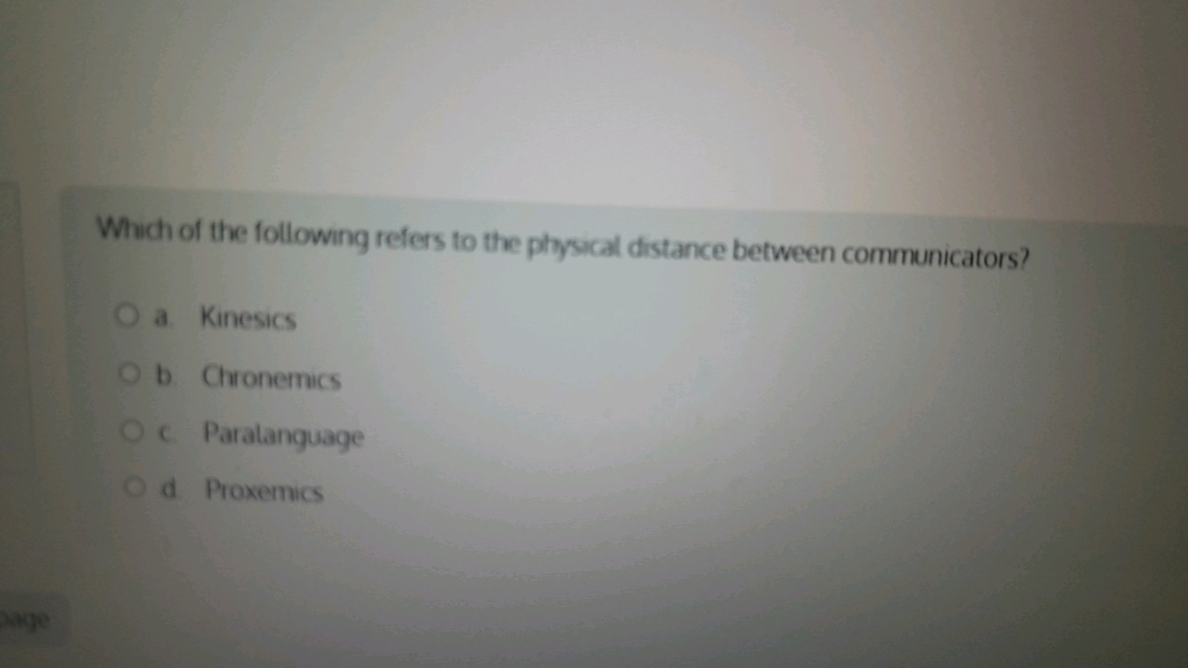 Which of the following refers to the physical distance between communi