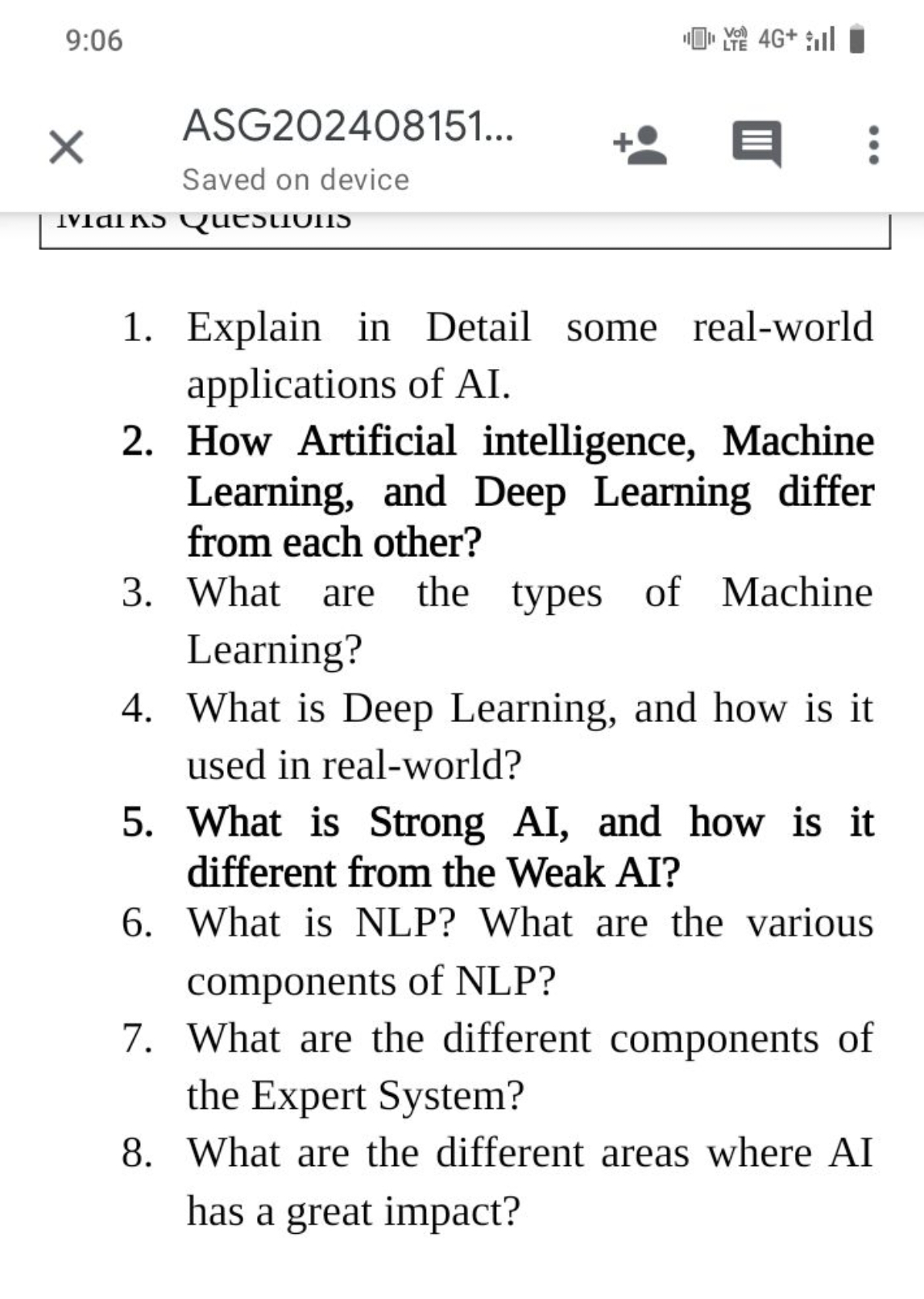 1. Explain in Detail some real-world applications of AI.
2. How Artifi