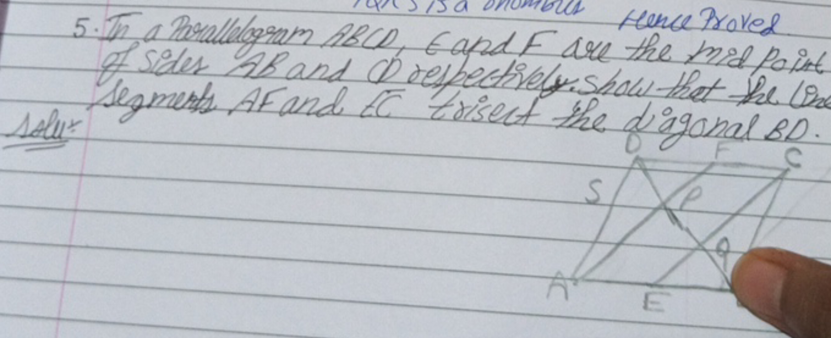 5. In a Bralleloram RECD, G and F In He Proved of sites MB and 0 . Eap