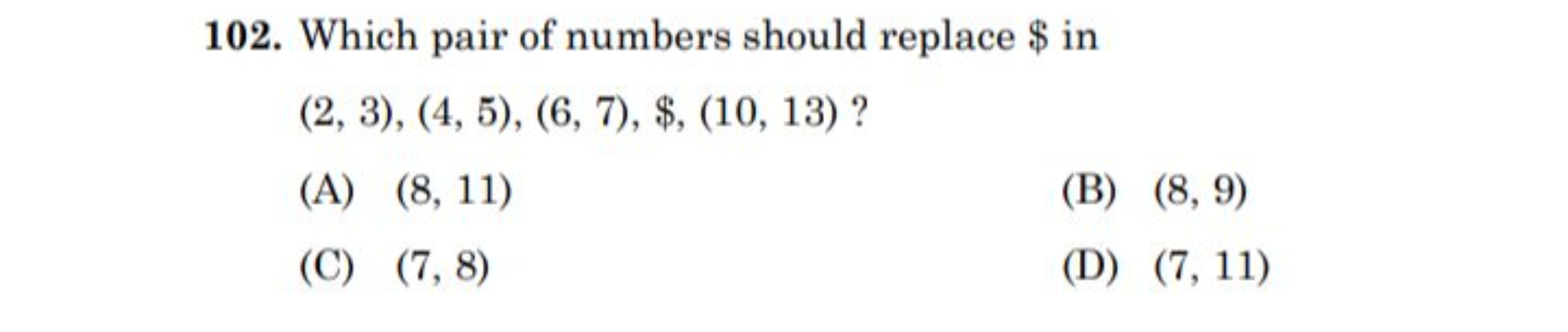 102. Which pair of numbers should replace \in( 2,3 ) , ( 4,5 ) , ( 6,7