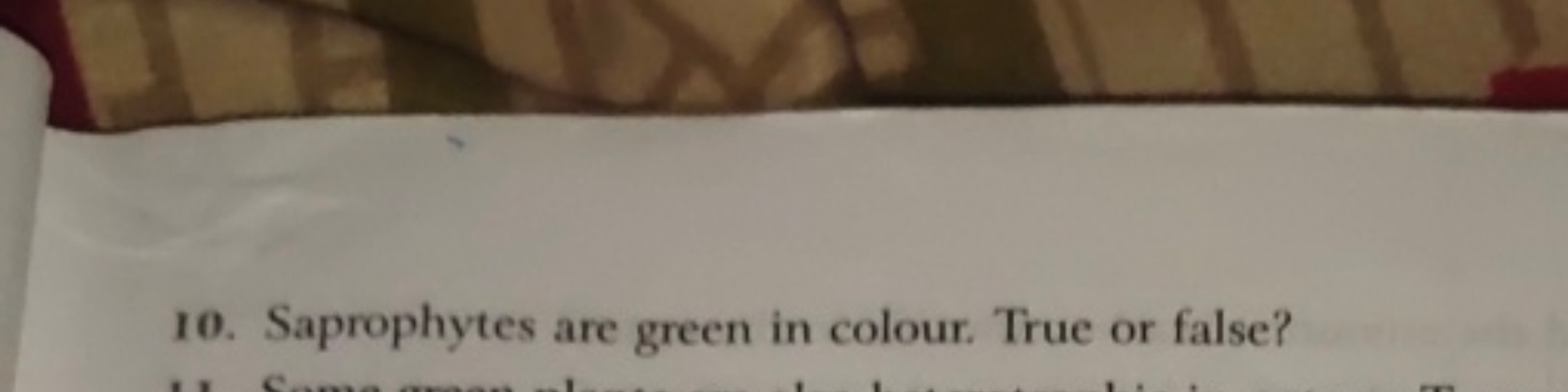 10. Saprophytes are green in colour. True or false?