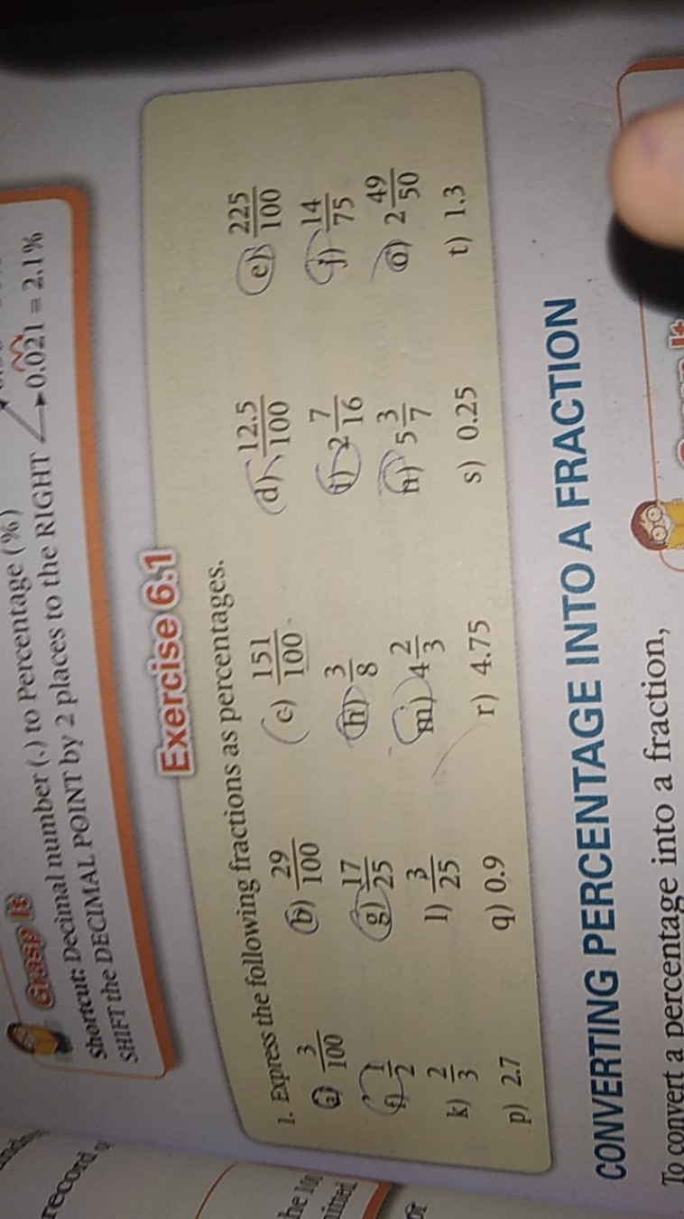 Grsip to number (.) to Percentage ( \% )
shortcut: Decimal
sHIIF
Exerc