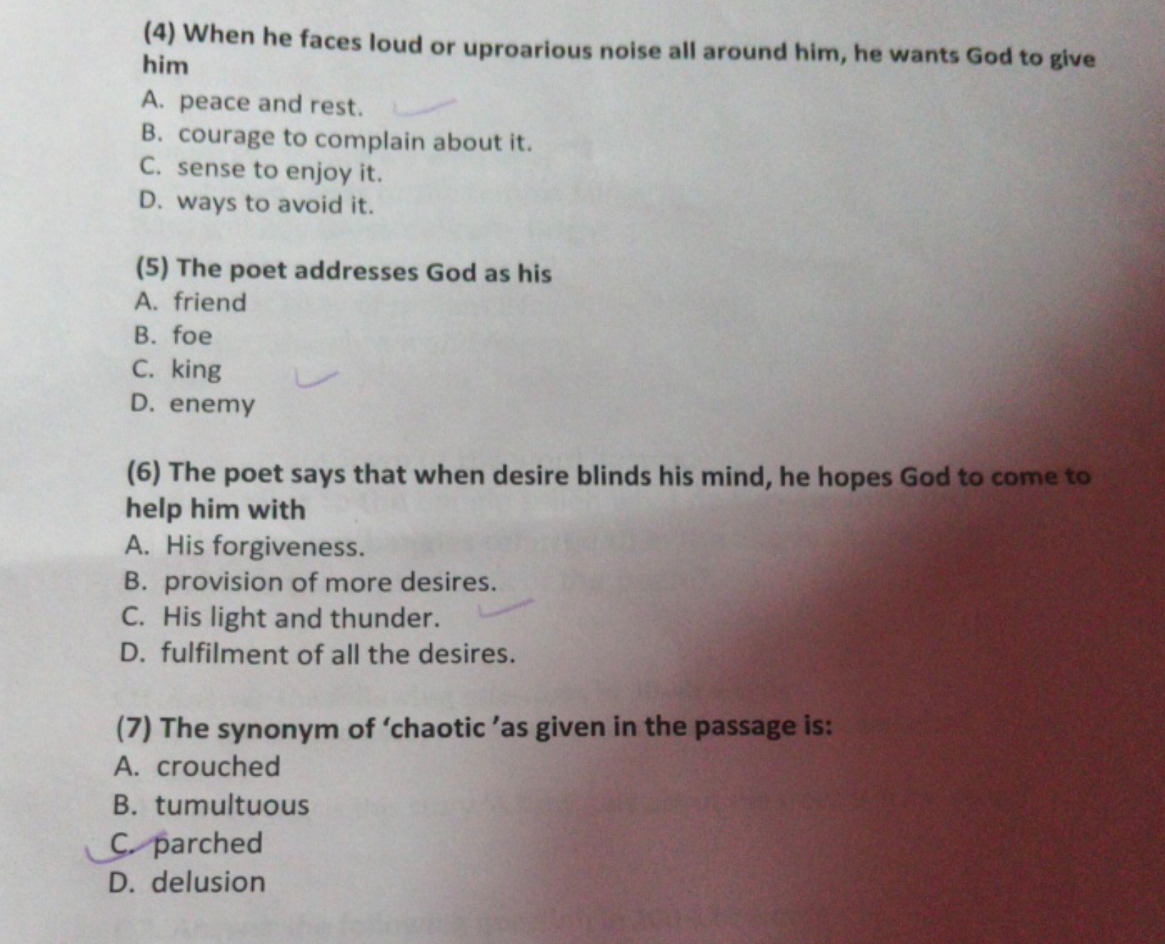 (4) When he faces loud or uproarious noise all around him, he wants Go