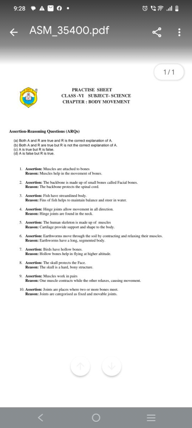 9:28
(1) に穴 . .
ASM_35400.pdf
1/1

PRACTISE SHEET CLASS-VI SUBJECT- SC