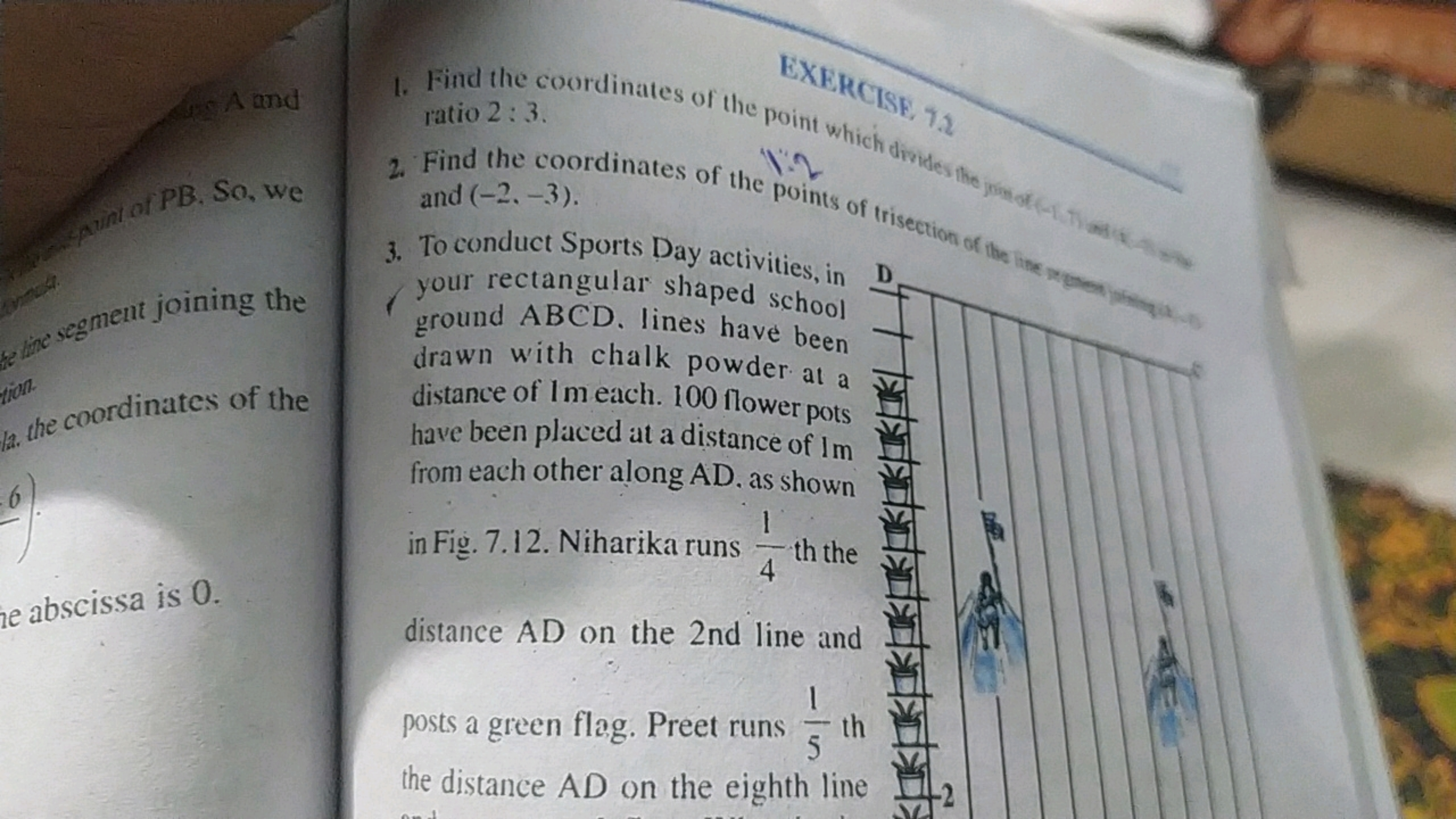 1. Find the coordinates of the poin ratio 2:3.
2. Find the coordinates