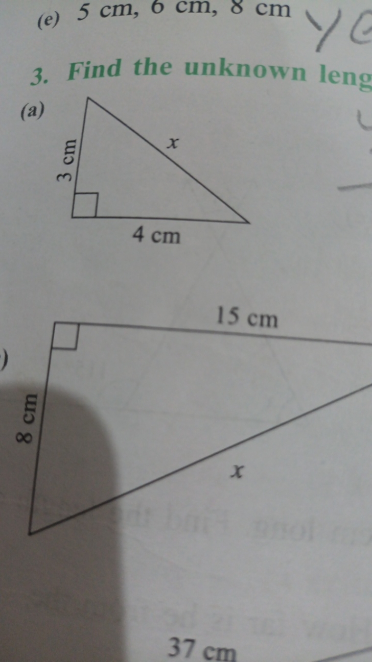 3. Find the unknown leng
(a)