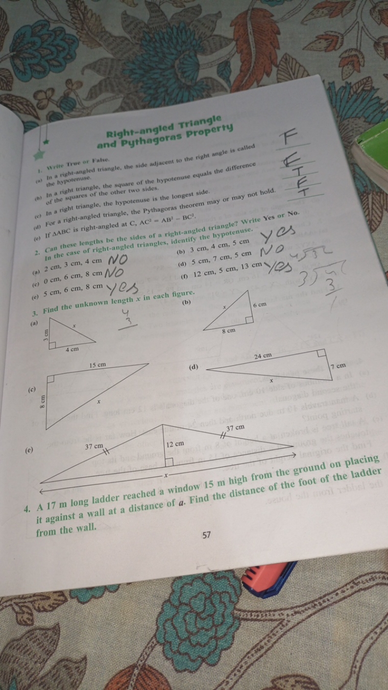 Right-angled Triangle and Pythagoras property
(e) In a right-angled tr