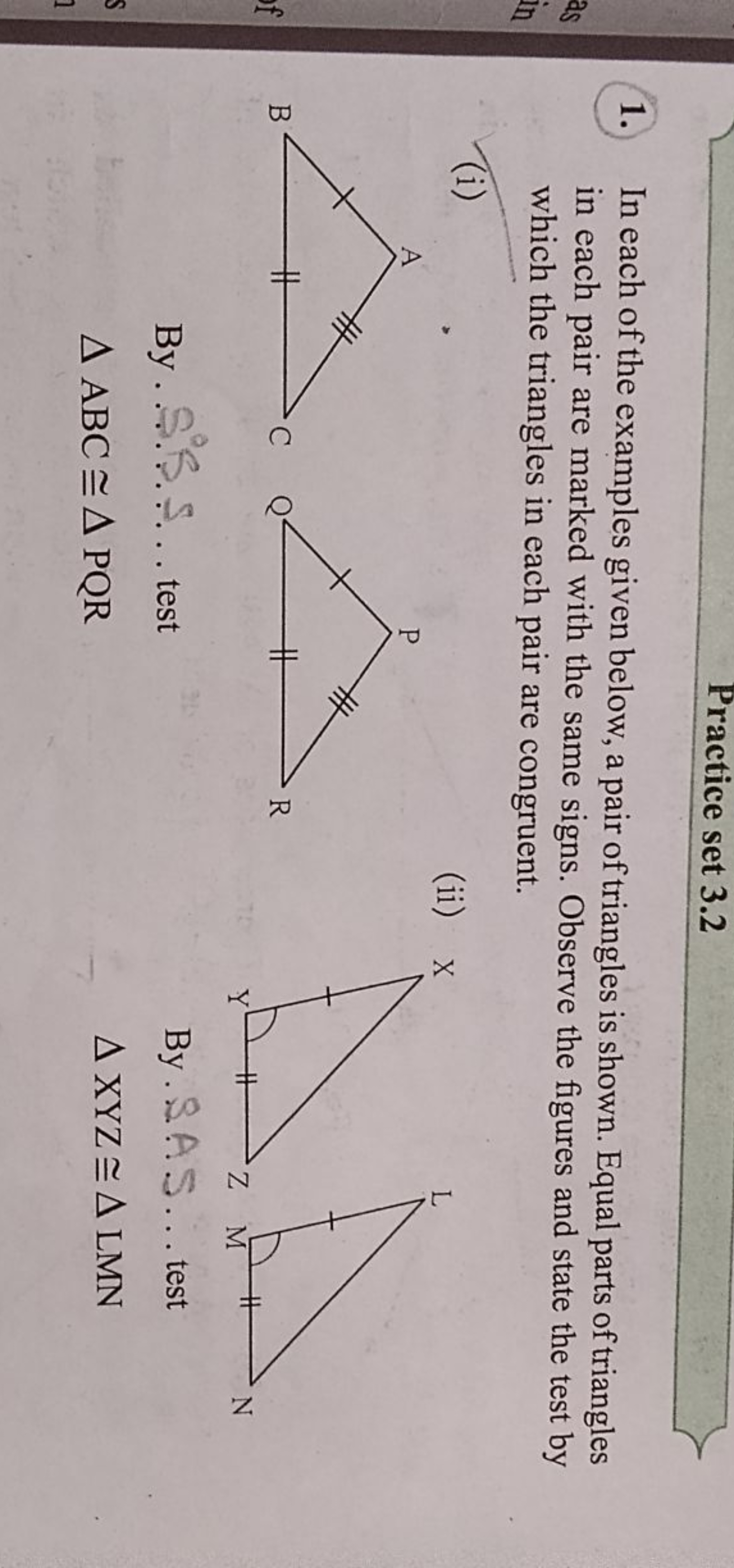 Practice set 3.2
1. In each of the examples given below, a pair of tri