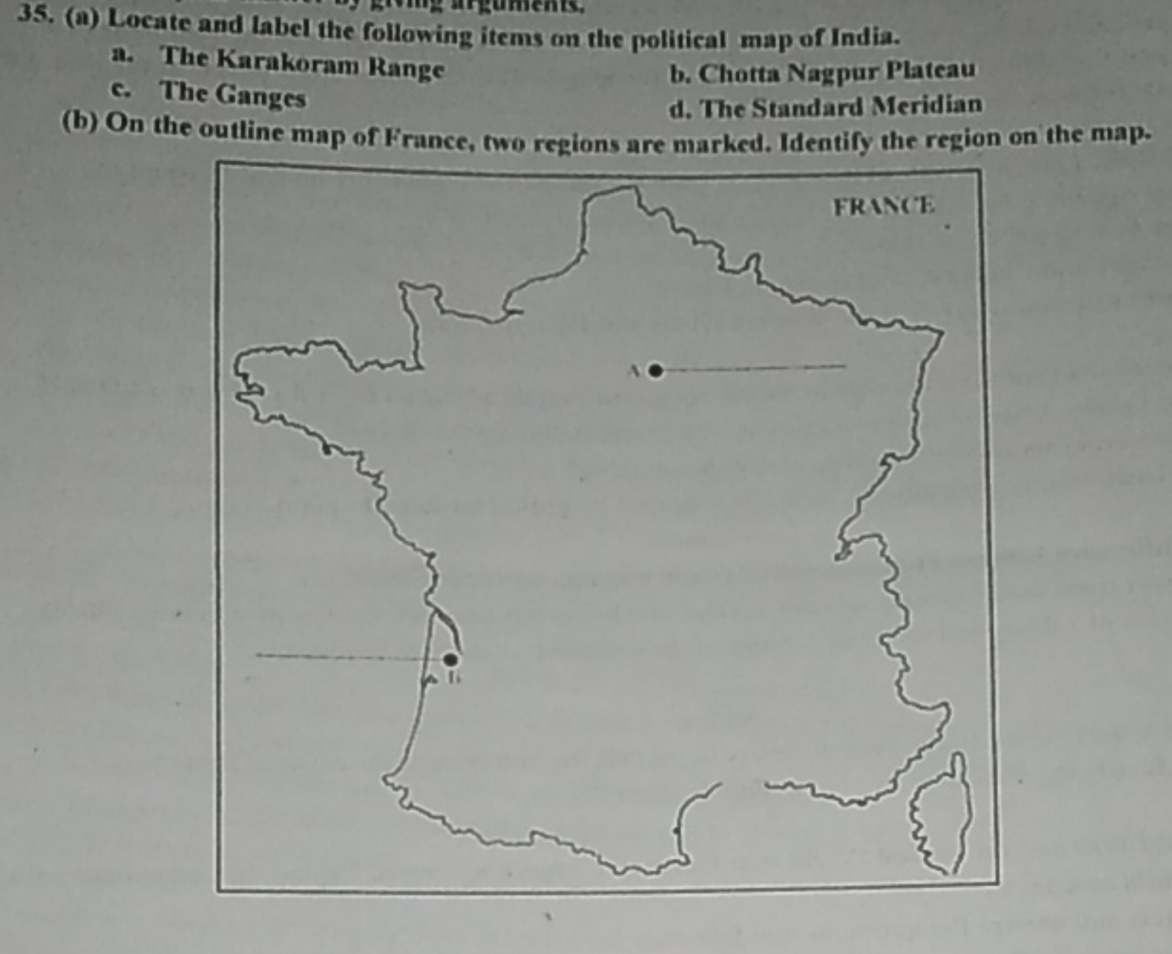 35. (a) Locate and label the following items on the political map of I