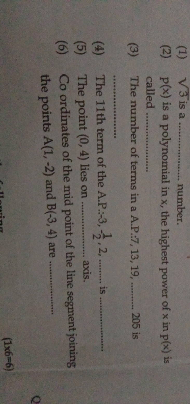 (1) 3​ is a  number.
(2) p(x) is a polynomial in x, the highest power 