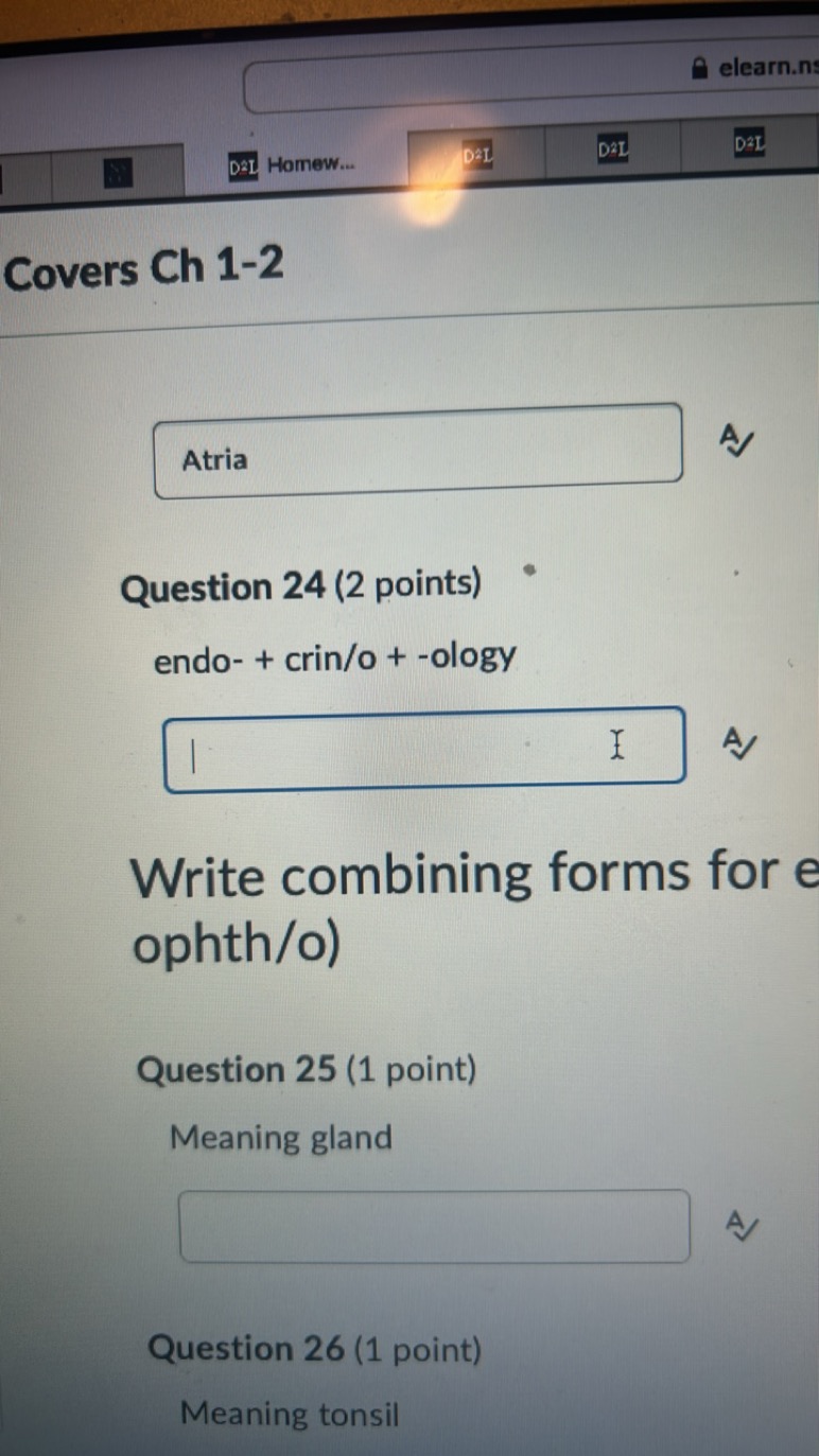 elearn.n
Homew...
D2I
D2L

Covers Ch 1-2

Atria
A

Question 24 (2 poin