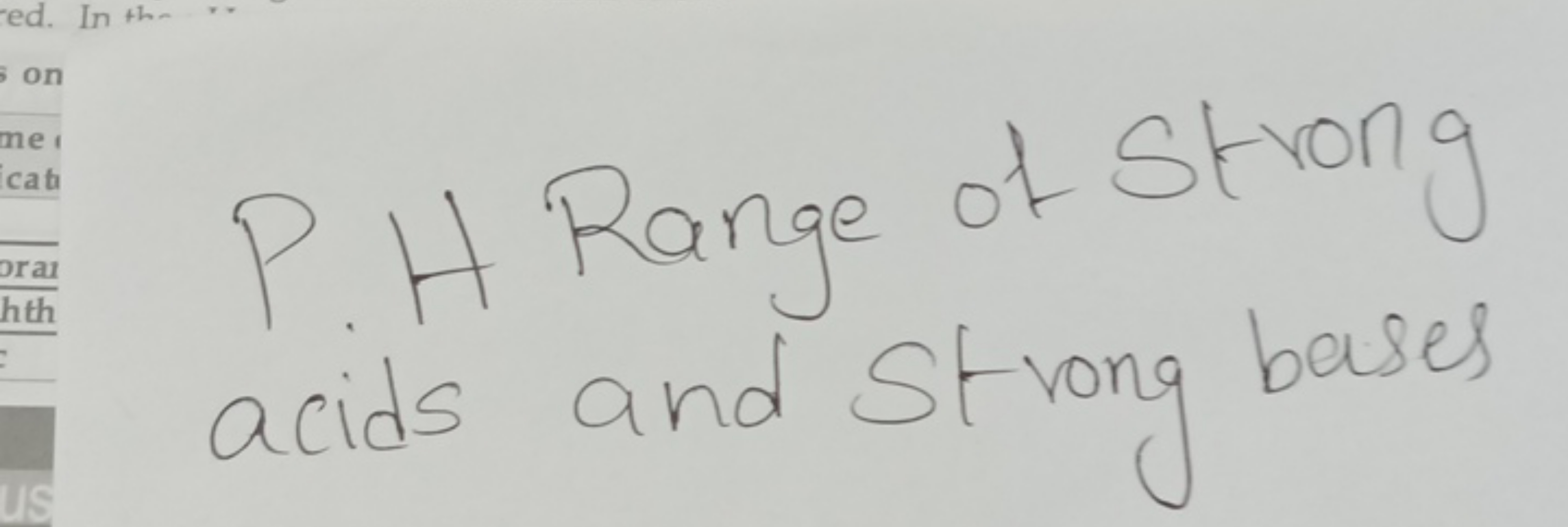 P.H Range of Strong acids and Strong bases