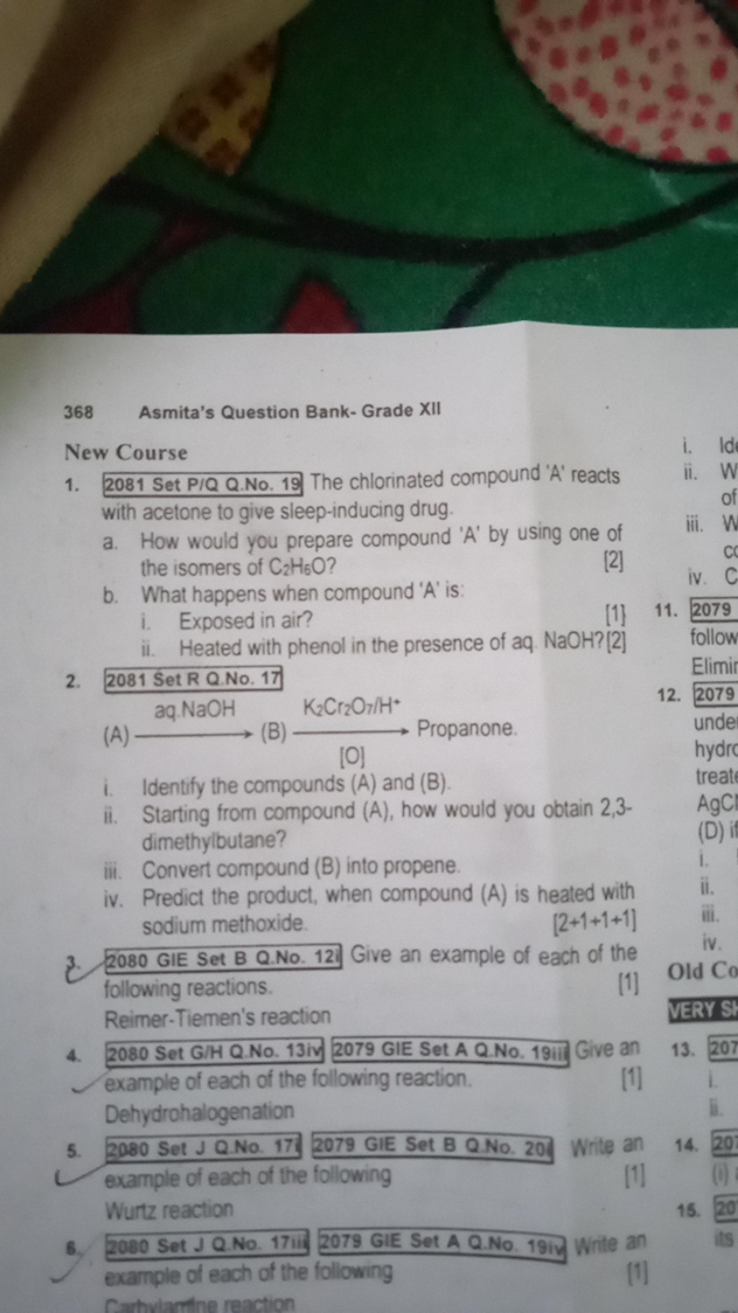 368
Asmita's Question Bank- Grade XII
New Course
1. 2081 Set P/Q Q.No.