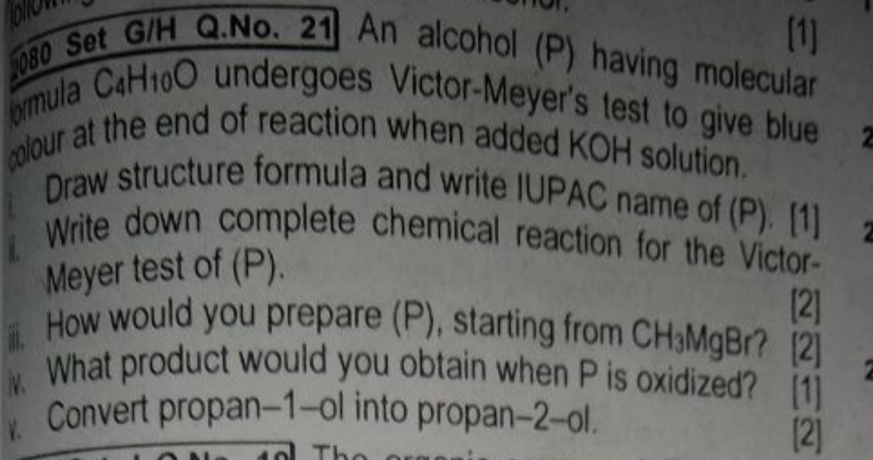 80 Set GIH Q.No. 21 An alcohol ( P ) having molecular
[1]
dour al the 