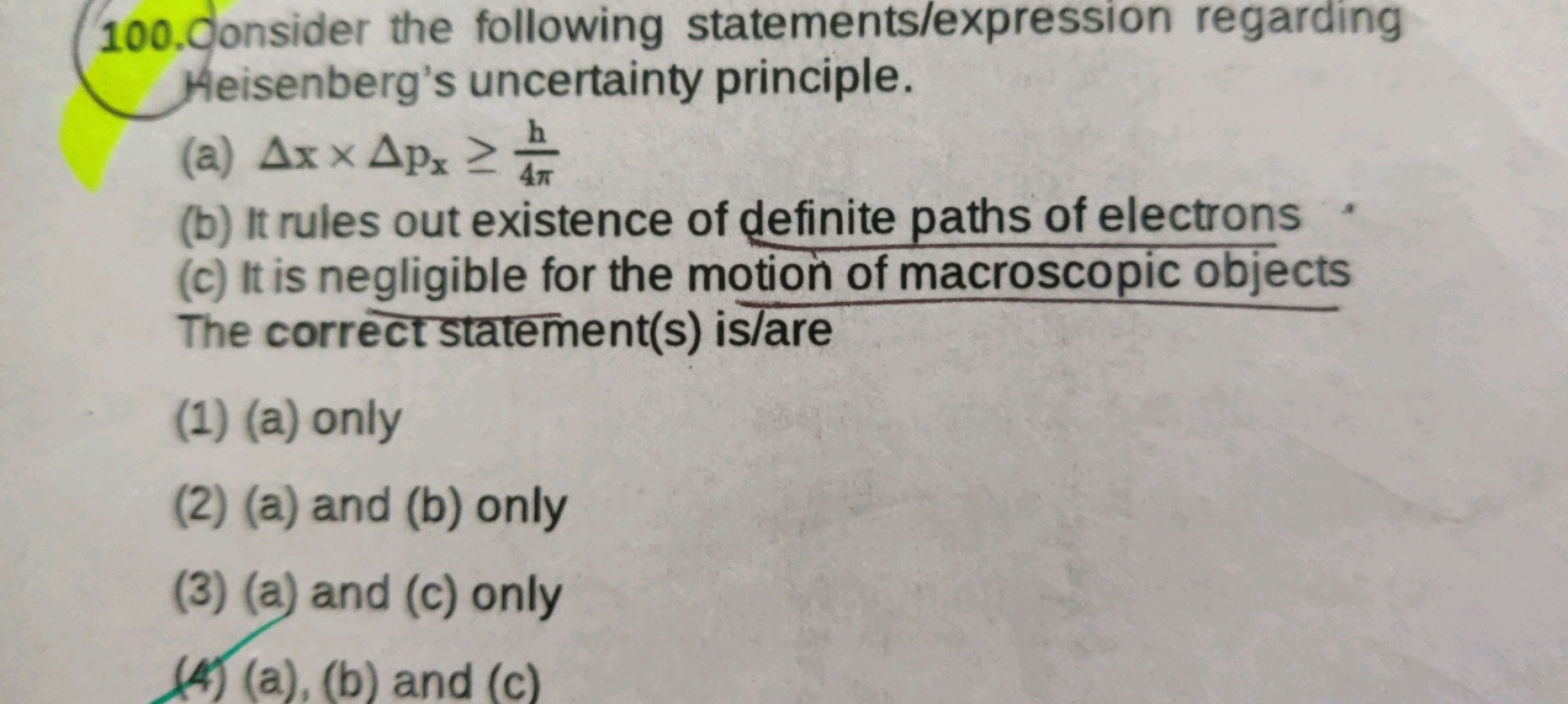 100. donsider the following statements/expression regarding Heisenberg