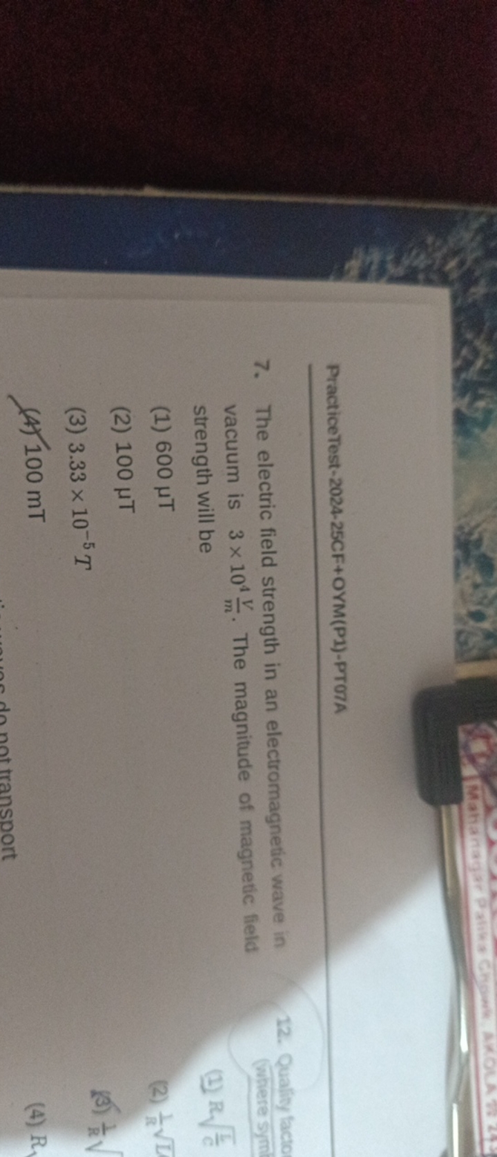 PracticeTest-2024-25CF+OYM(P1)-PTO7A
7. The electric field strength in