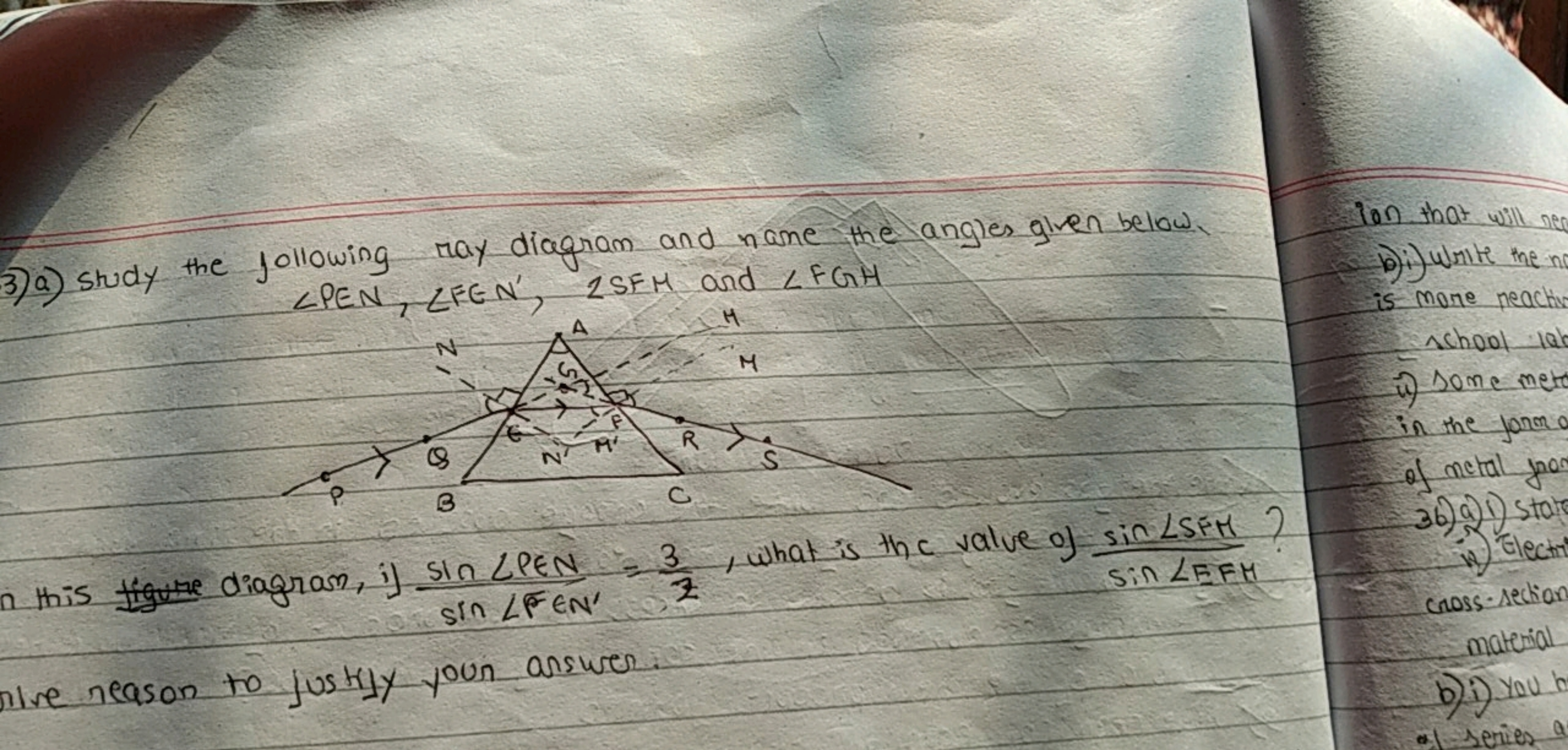 3) a) study the following may diagram and name the angles given below.