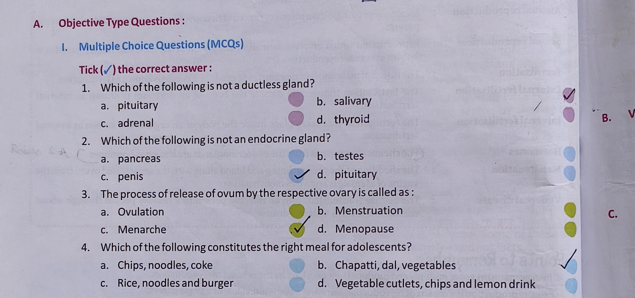 A. Objective Type Questions:
I. Multiple Choice Questions (MCQs)

Tick