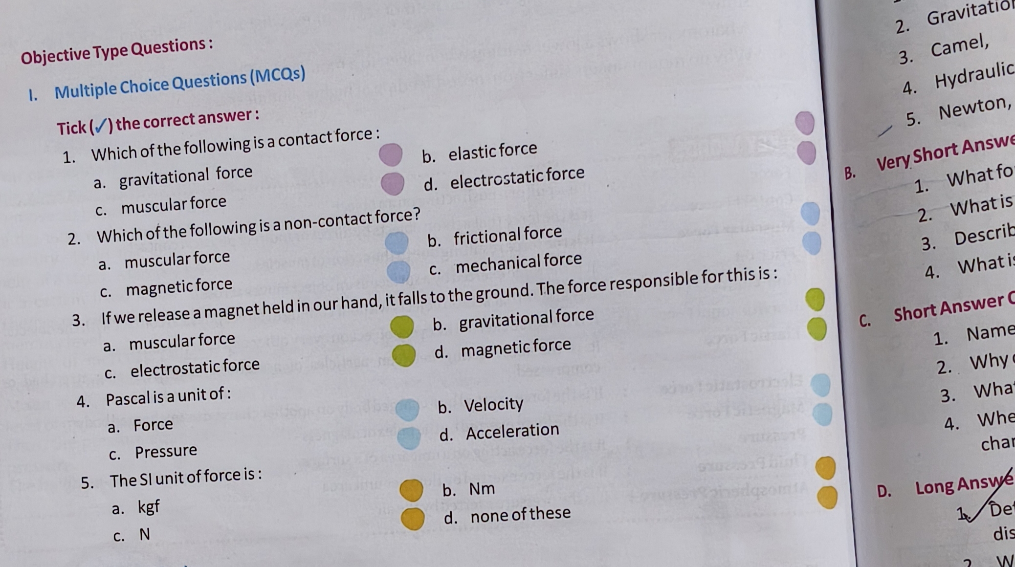 Objective Type Questions:
1. Multiple Choice Questions (MCQs)

Tick (/