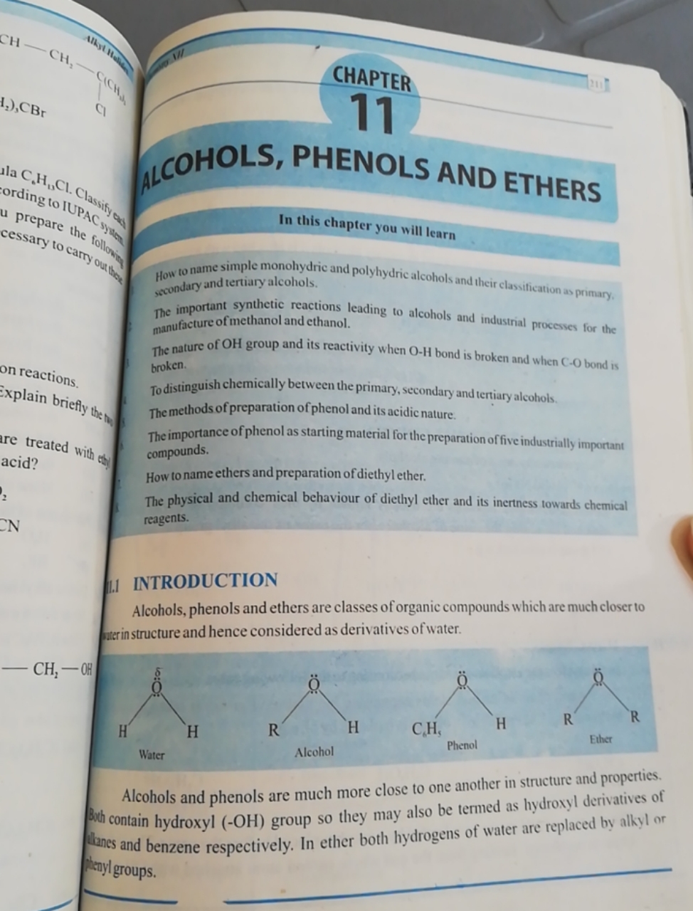 CHAPTER
11
alCOHOLS, PHENOLS AND ETHERS
In this chapter you will learn