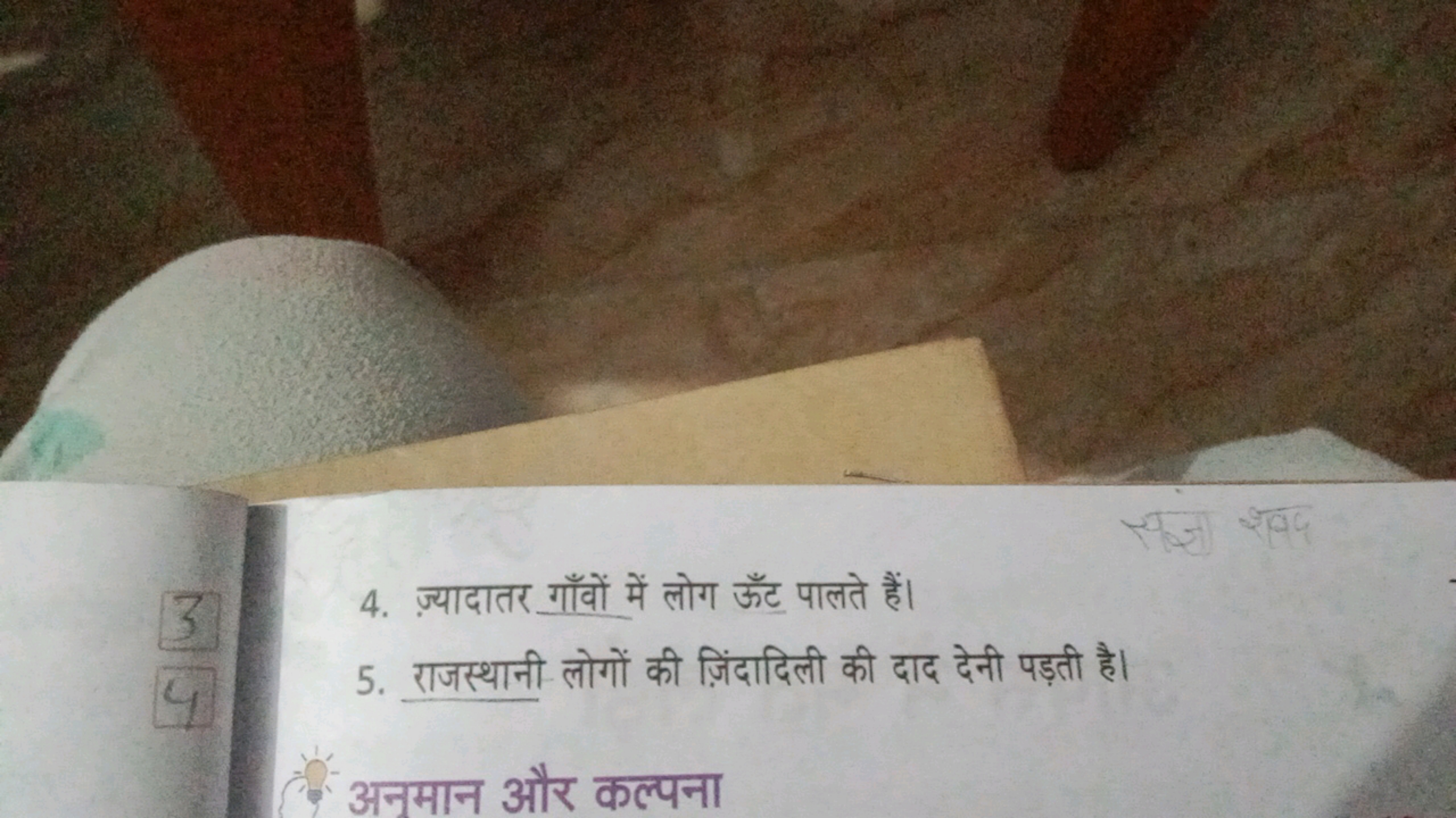 3
4. ज़्यादातर गाँवों में लोग ऊँट पालते हैं।
4
5. राजस्थानी लोगों की ज