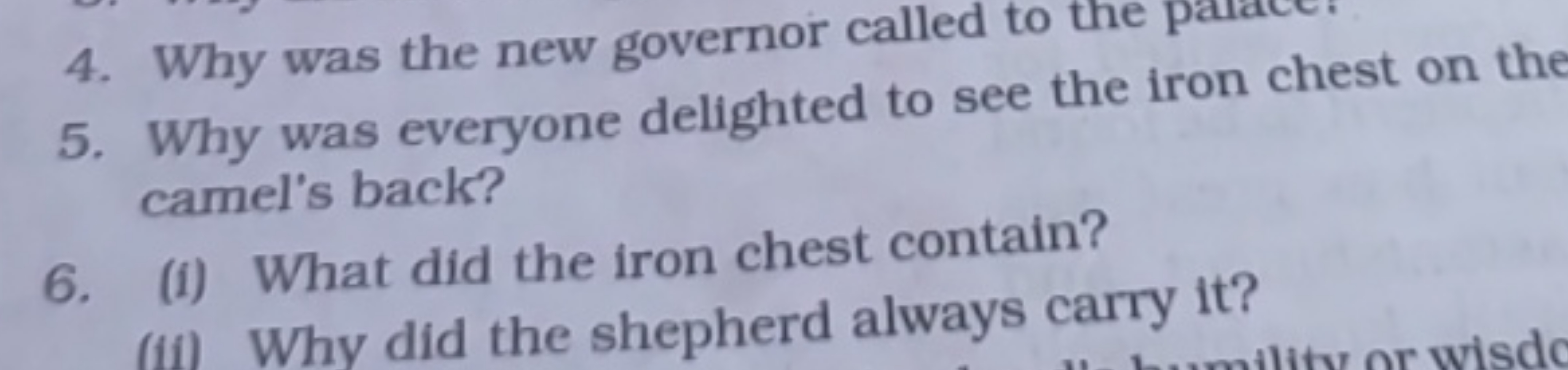 4. Why was the new governor called to the patace.
5. Why was everyone 