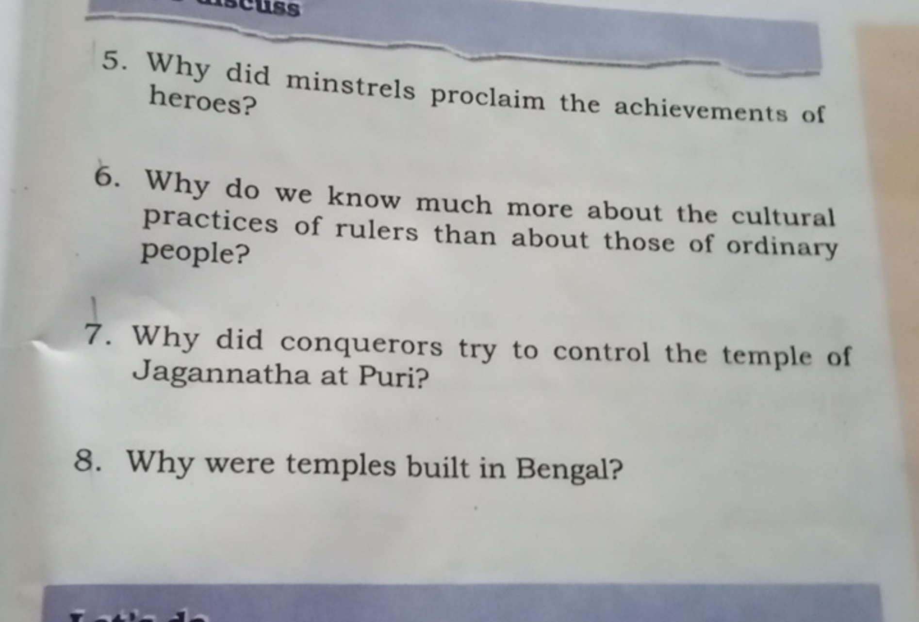 5. Why did minstrels proclaim the achievements of heroes?
6. Why do we