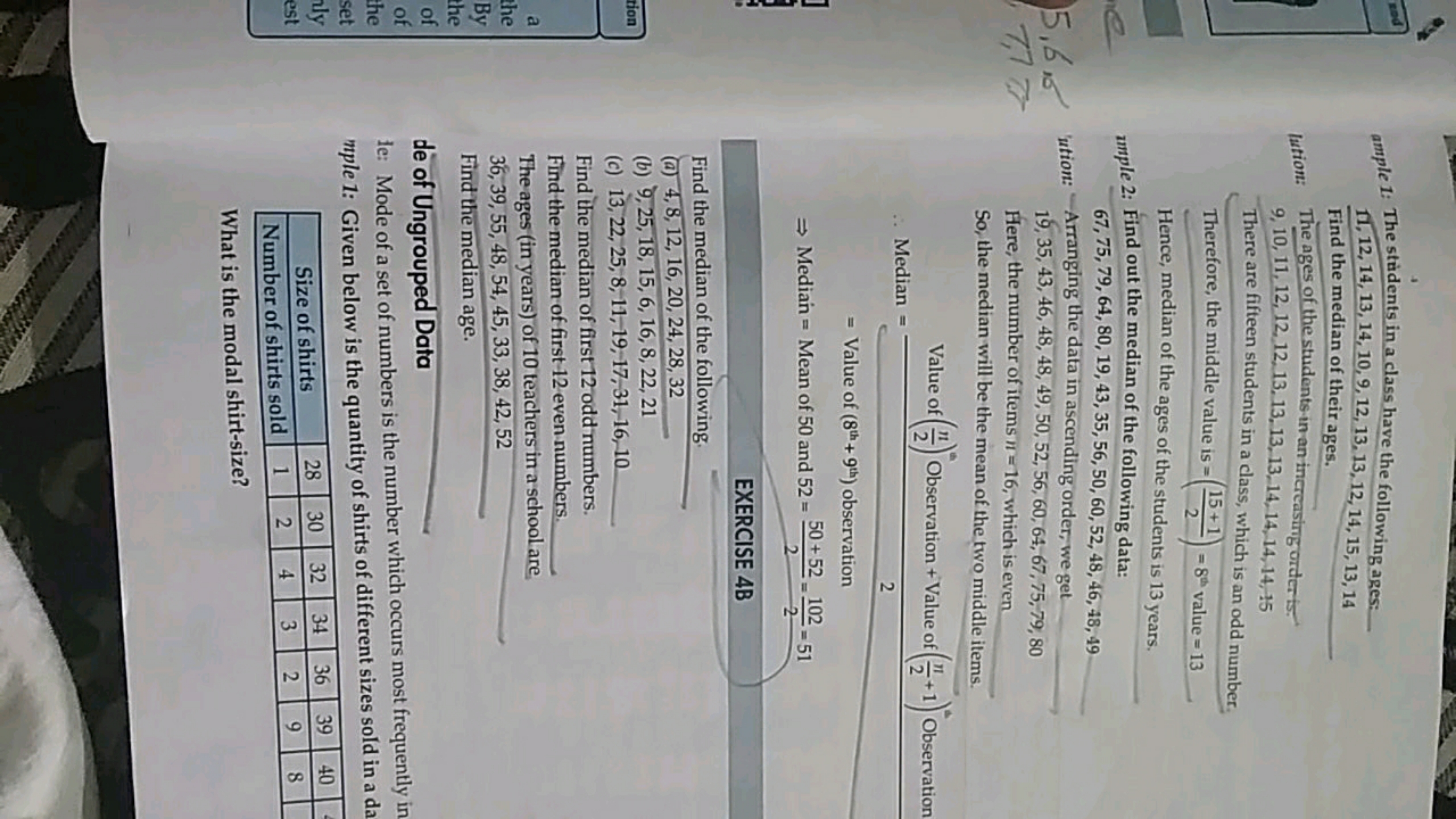 ample 1: The students in a class have the following ages:
 Find the me