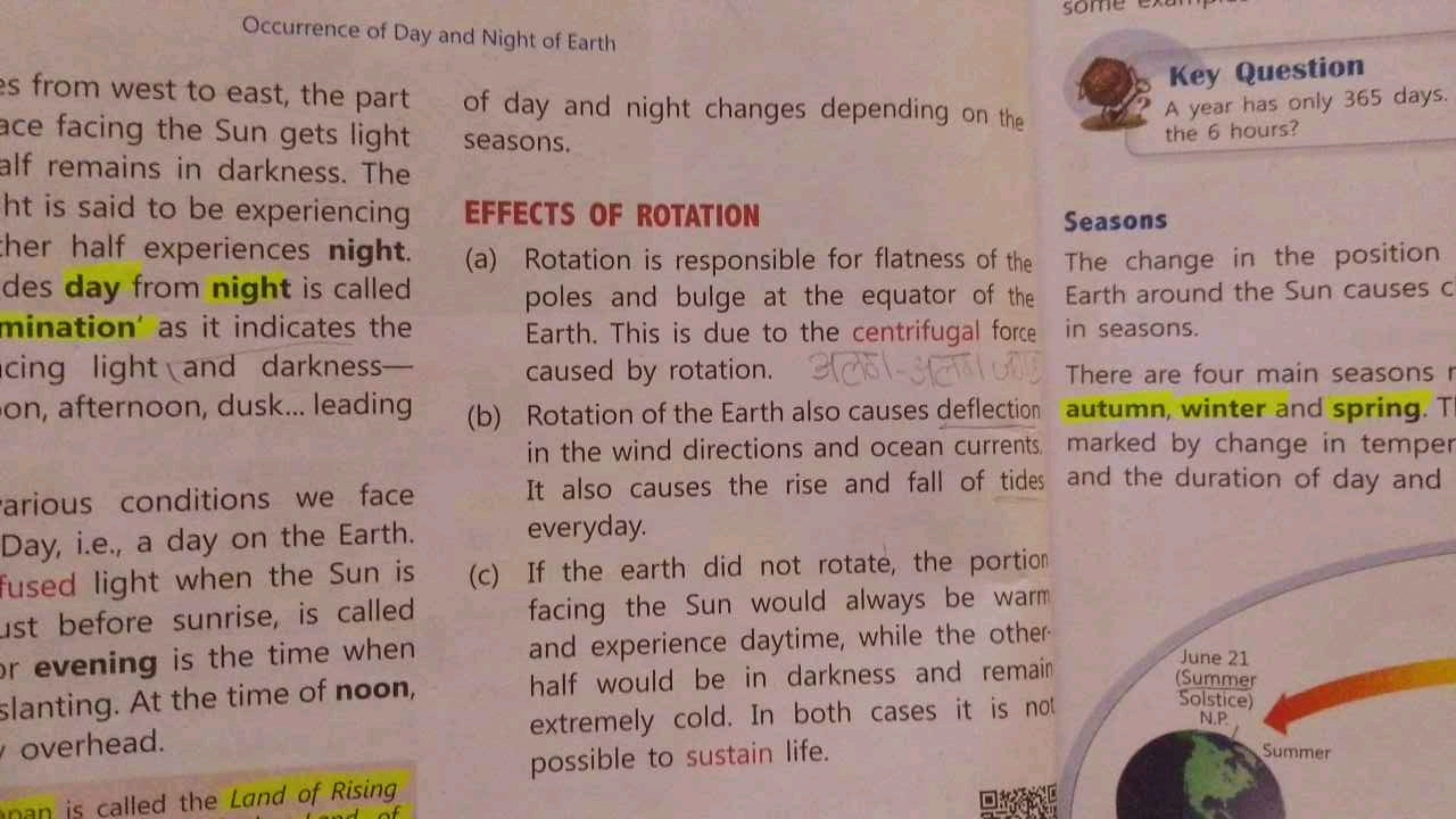 Occurrence of Day and Night of Earth
from west to east, the part ace f